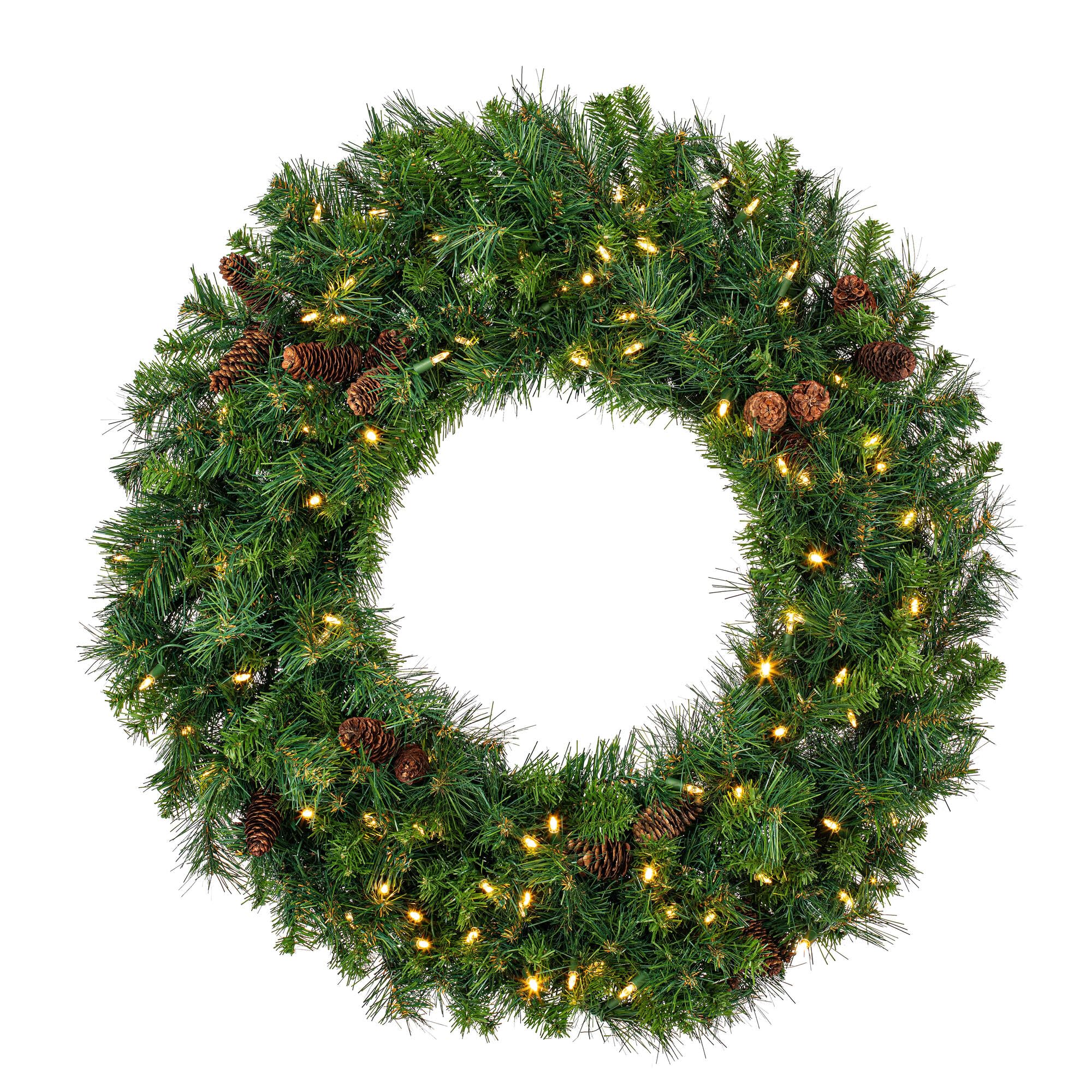 Casafoyer  36” Cheyenne Pine Wreath 100WmWht LED - A801037LED - (Pack Of 2)