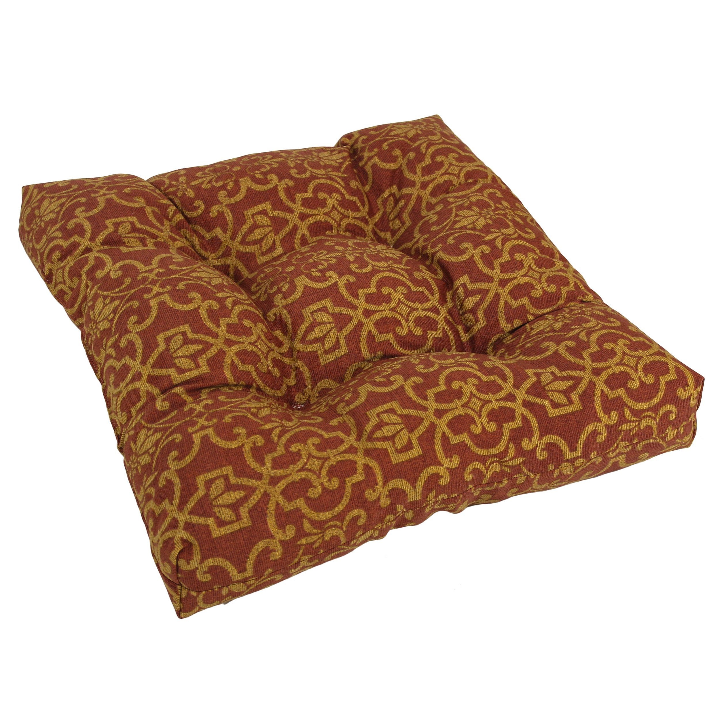 19-inch Squared Spun Polyester Tufted Dining Chair Cushion - Vanya Paprika