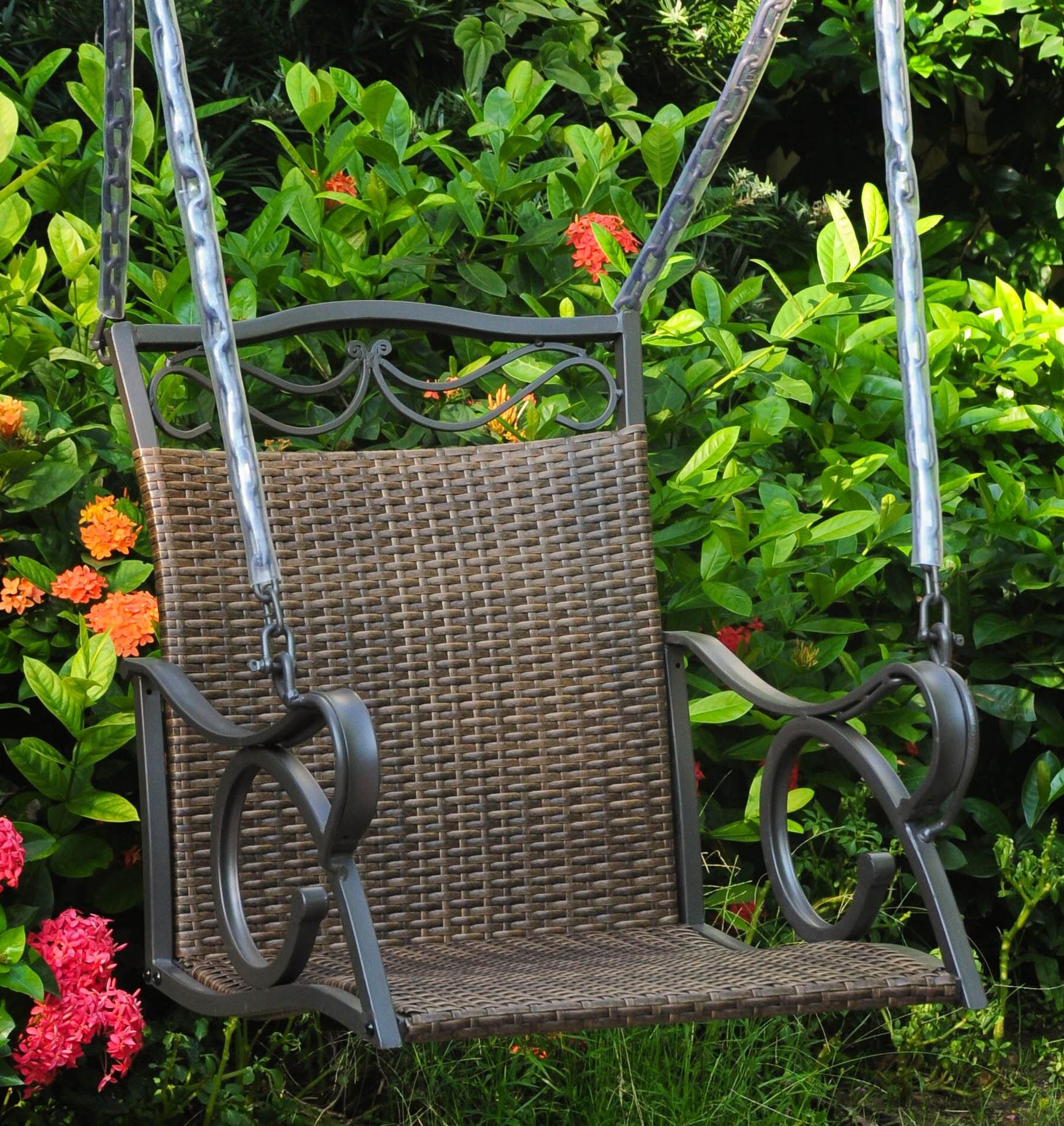 Valencia Resin Wicker/ Steel Hanging Chair Swing - Antique Brown