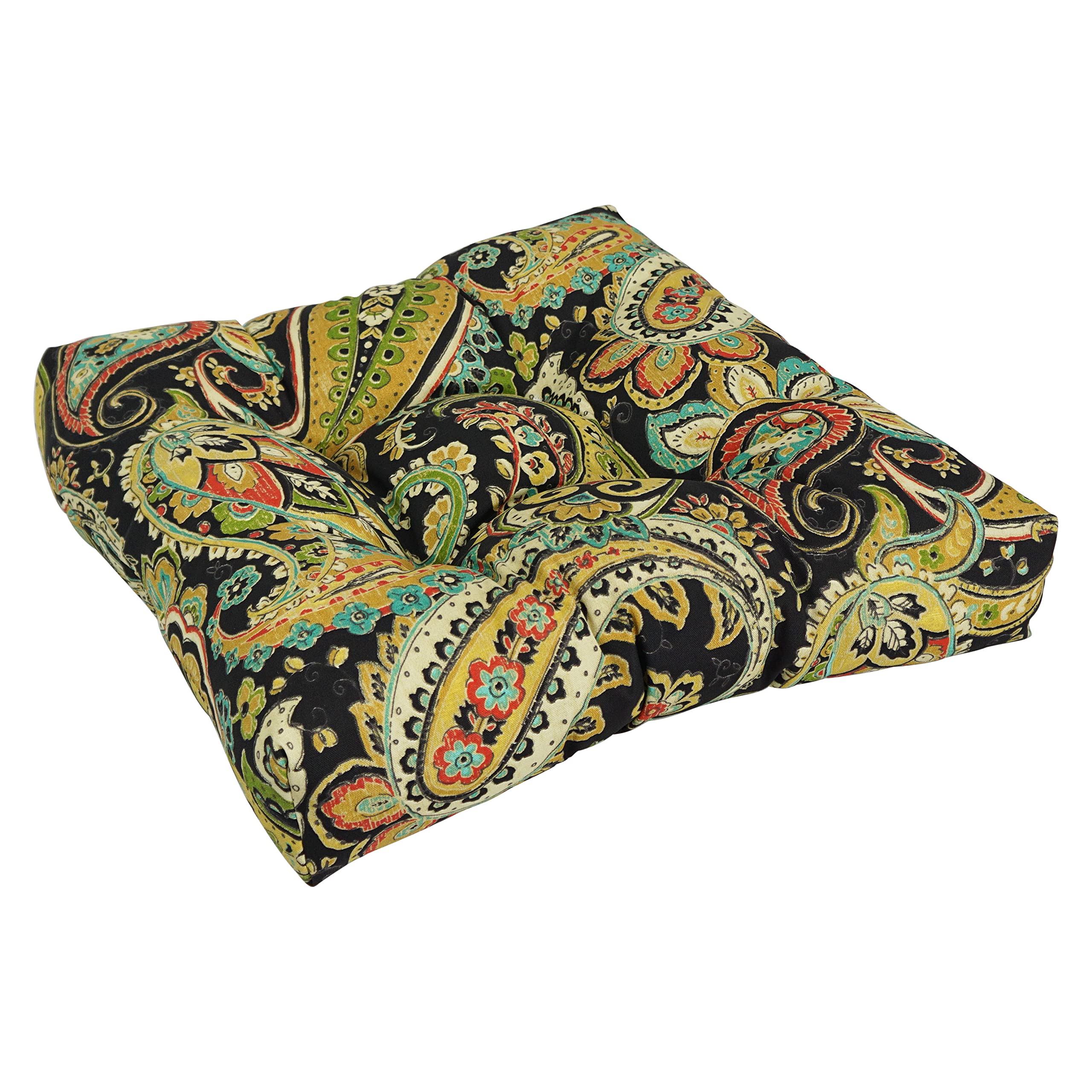 19-inch Squared Patterned Spun Polyester Tufted Dining Chair Cushions (Set of 4)
