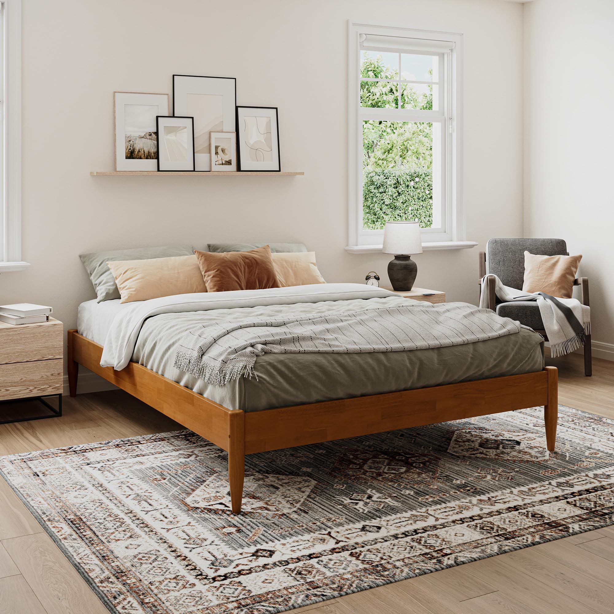 Pasadena 12 Queen Platform Bed Frame in Light Toffee