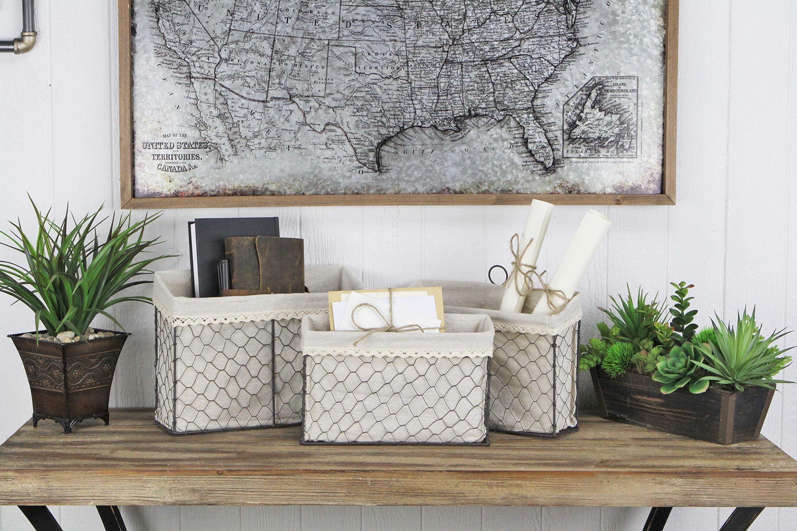 Antoni Set of 3 Lined Wire Organizers