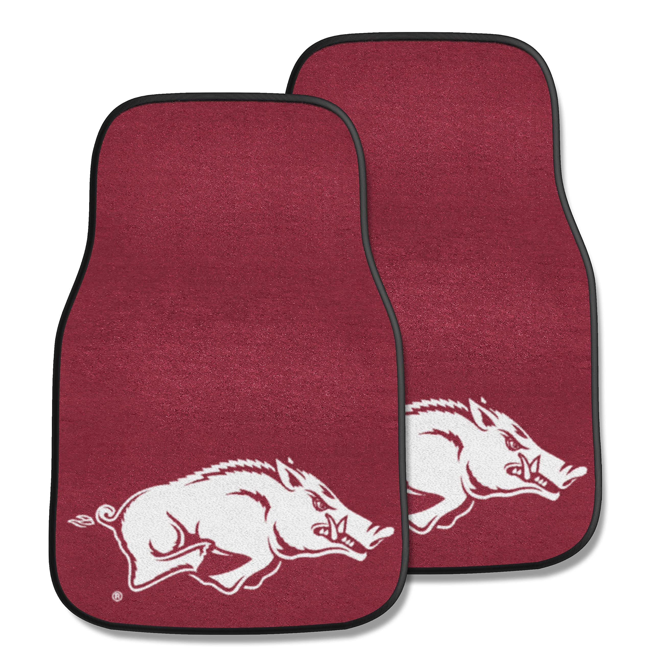 Fanmats 5420 Arkansas Razorbacks Front 2-Piece Team Logo Carpet Car Mat Set Front Row Automotive Floor Mats Non-Slip Backing Tea