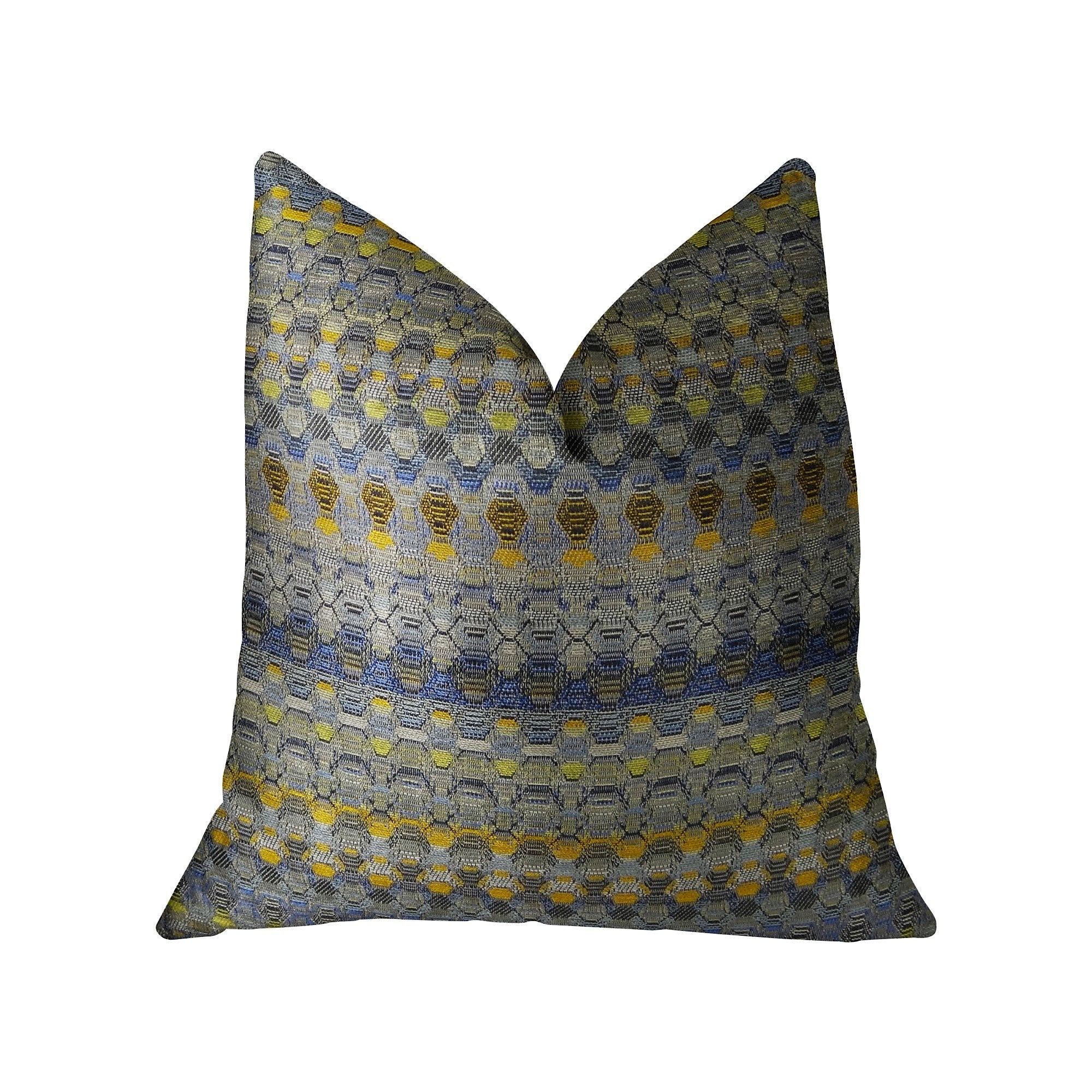 Plutus Brands Plutus Merlot Way Handmade Throw Pillow, 22 X 22, Blue/Navy/Yellow