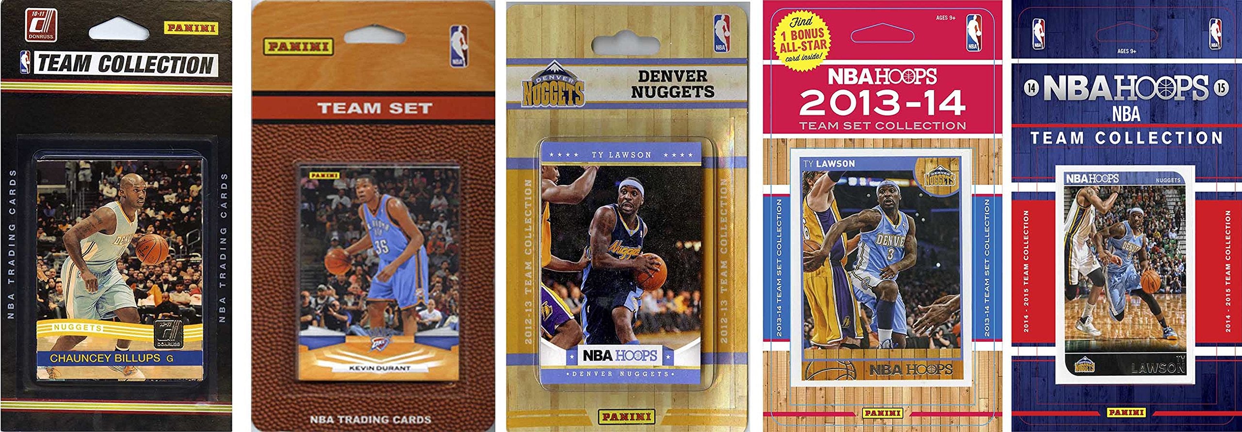 NBA Denver Nuggets 5 Different Licensed Trading Card Team Sets