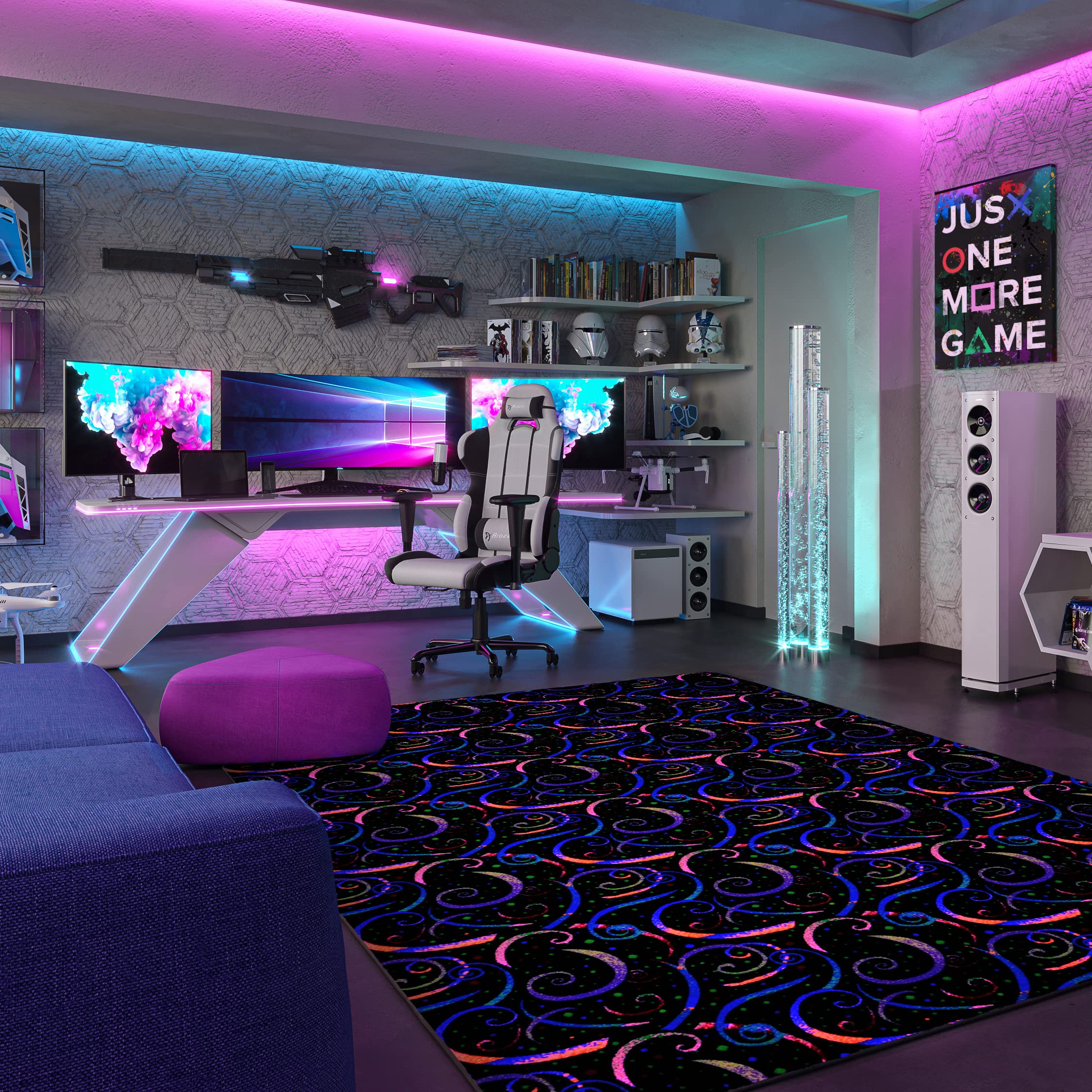 Joy Carpets Neon Lights Dynamo 12 x 76 Indoor Area Rug in Color Fluorescent