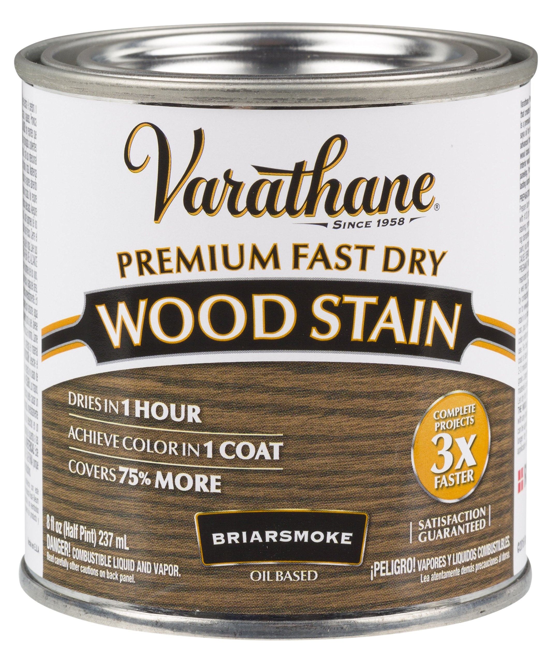 Varathane 307415 Premium Fast Dry Wood Stain, Half Pint, Briarsmoke