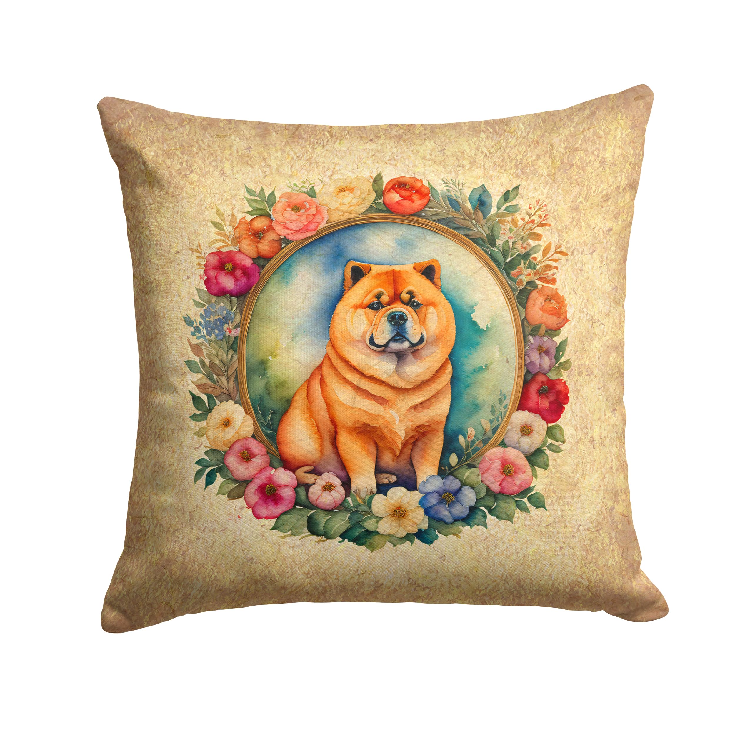 Chow Chow and Flowers Throw Pillow