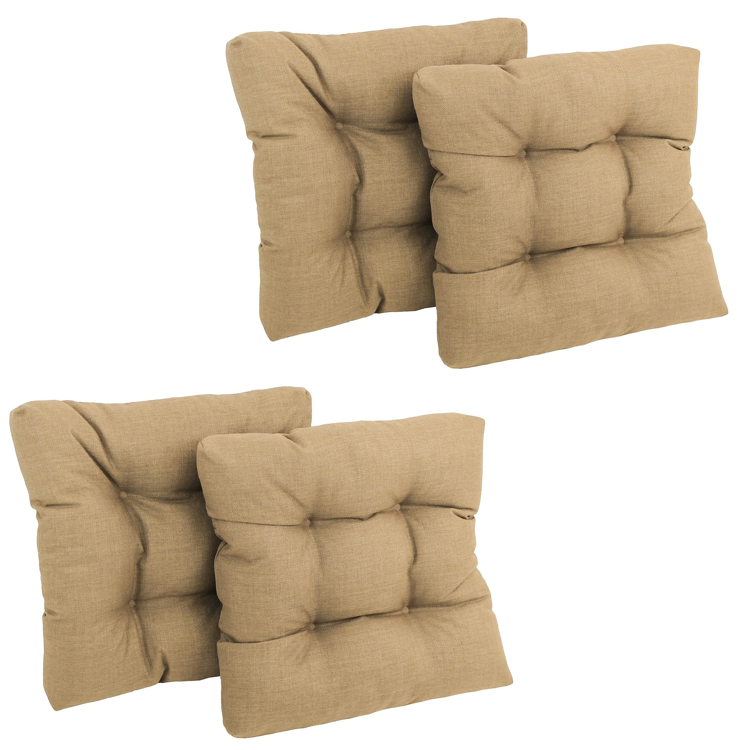 19-inch Squared Spun Polyester Tufted Dining Chair Cushion (Set of Four) - Sandstone