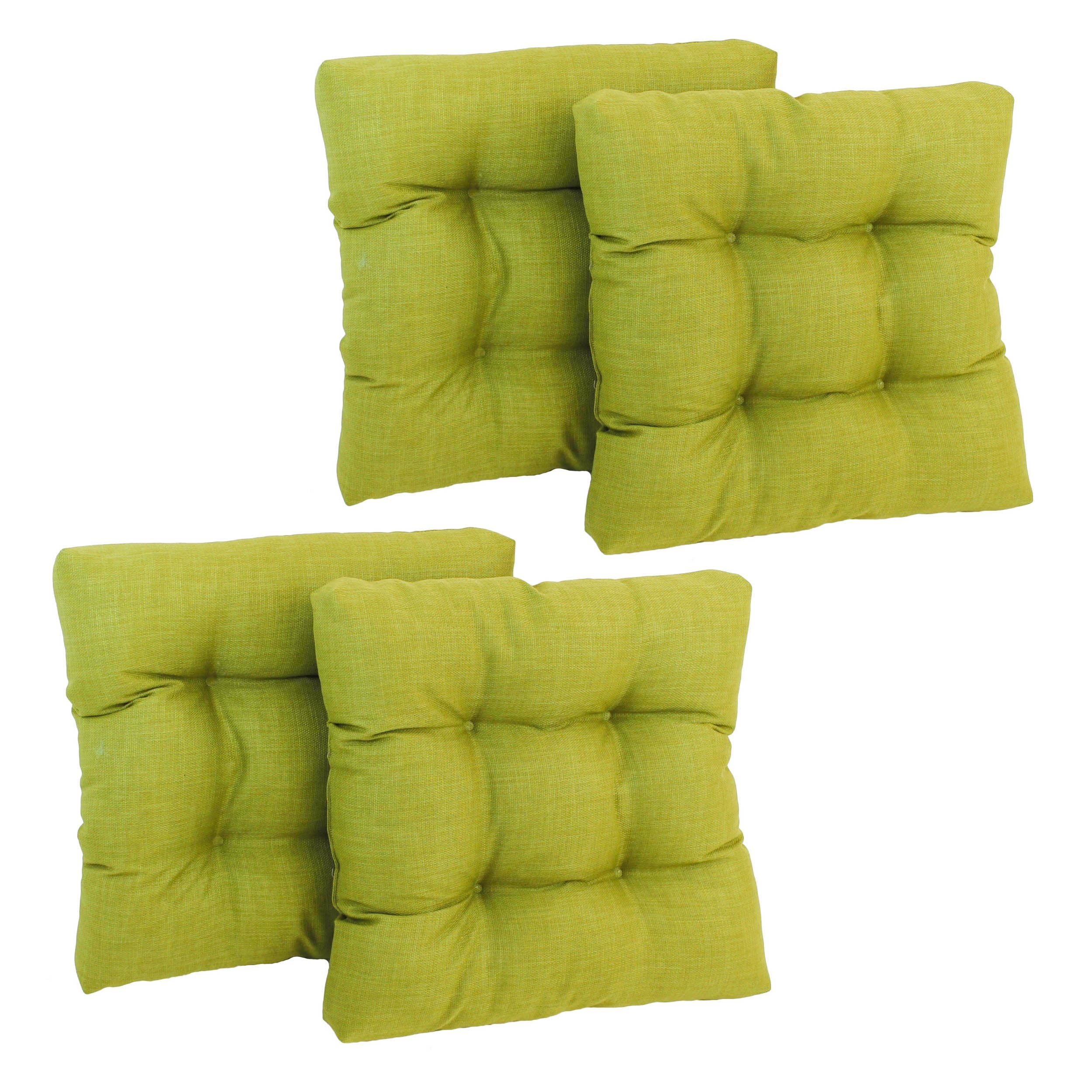 19-inch Squared Spun Polyester Tufted Dining Chair Cushion (Set of Four) - Lime