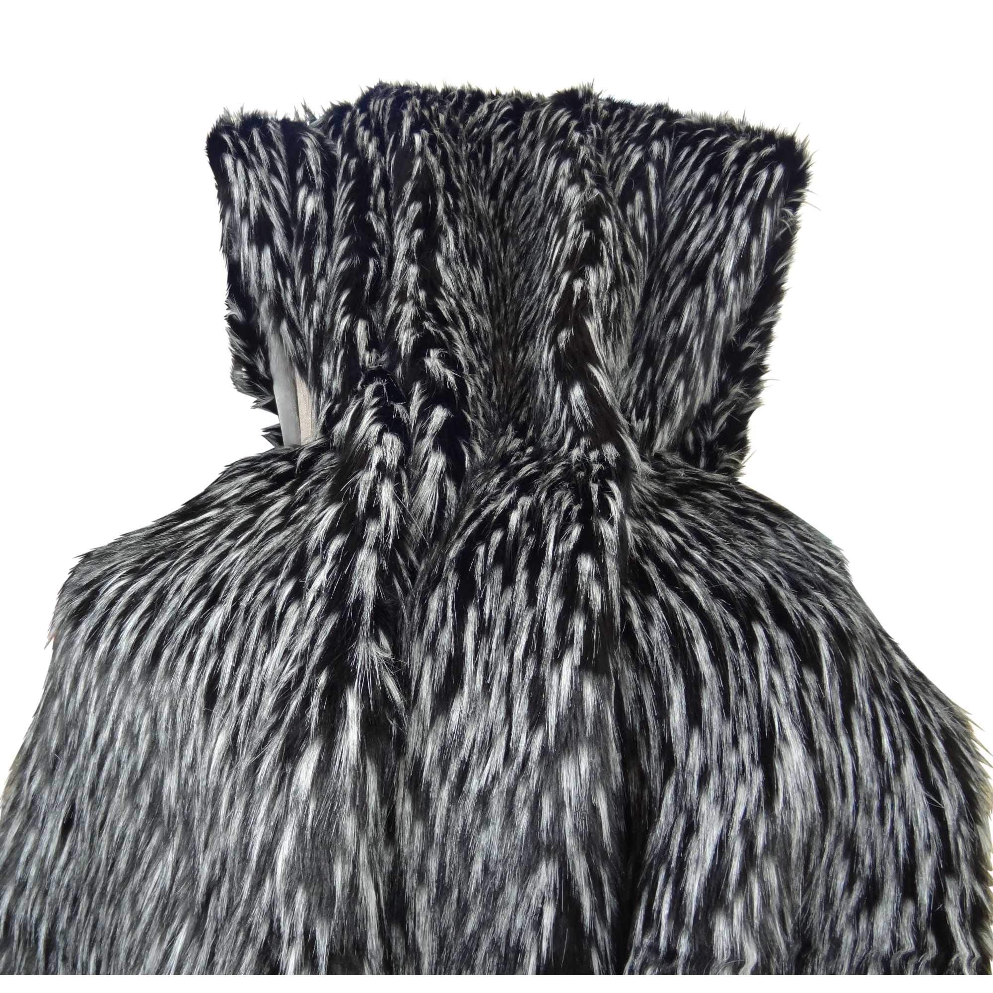 Plutus Brands Wolf Fur Throw Pillow, 48 X 60, Black/White