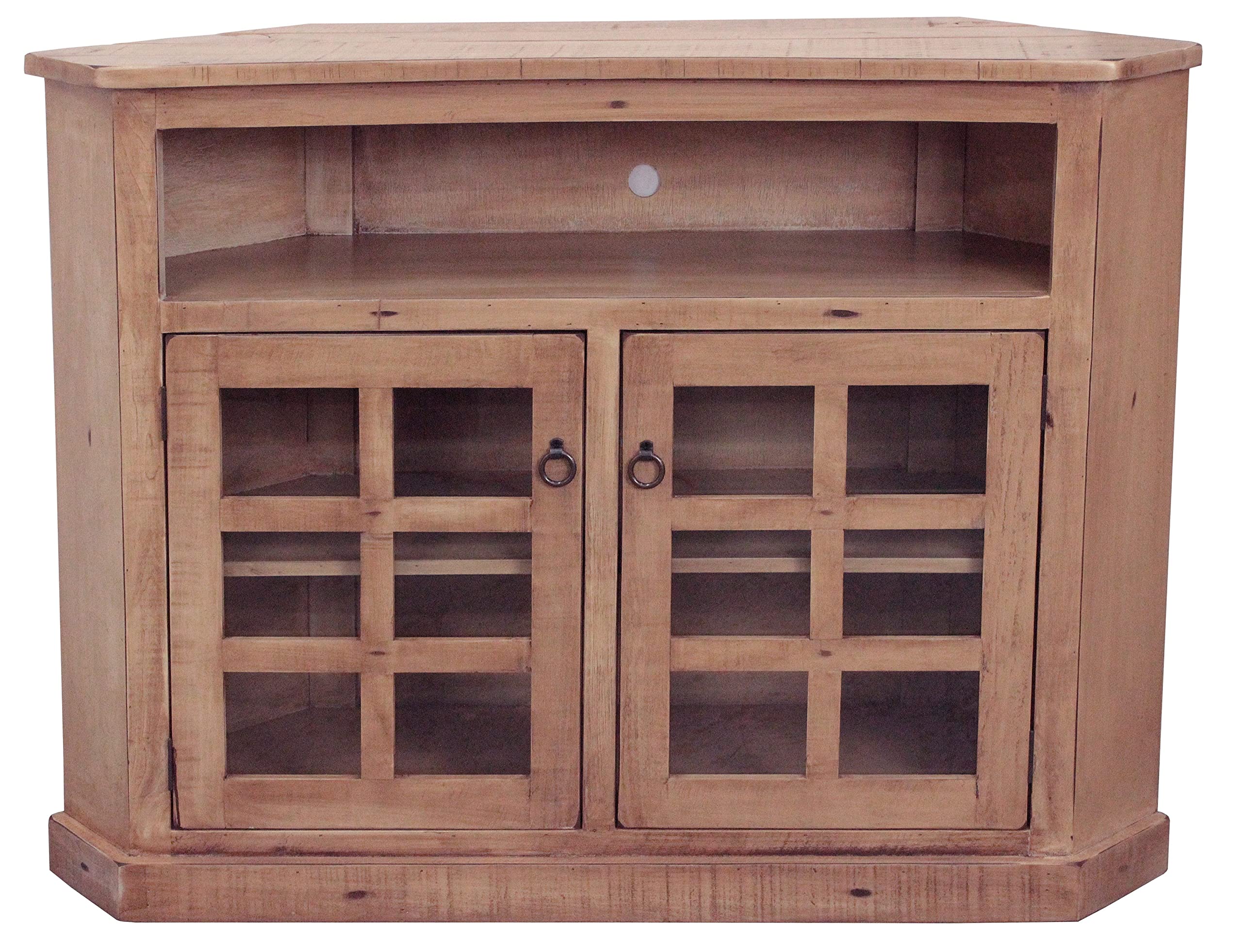 Rustic Tall Curve Corner TV Cart in Rustic Seashell