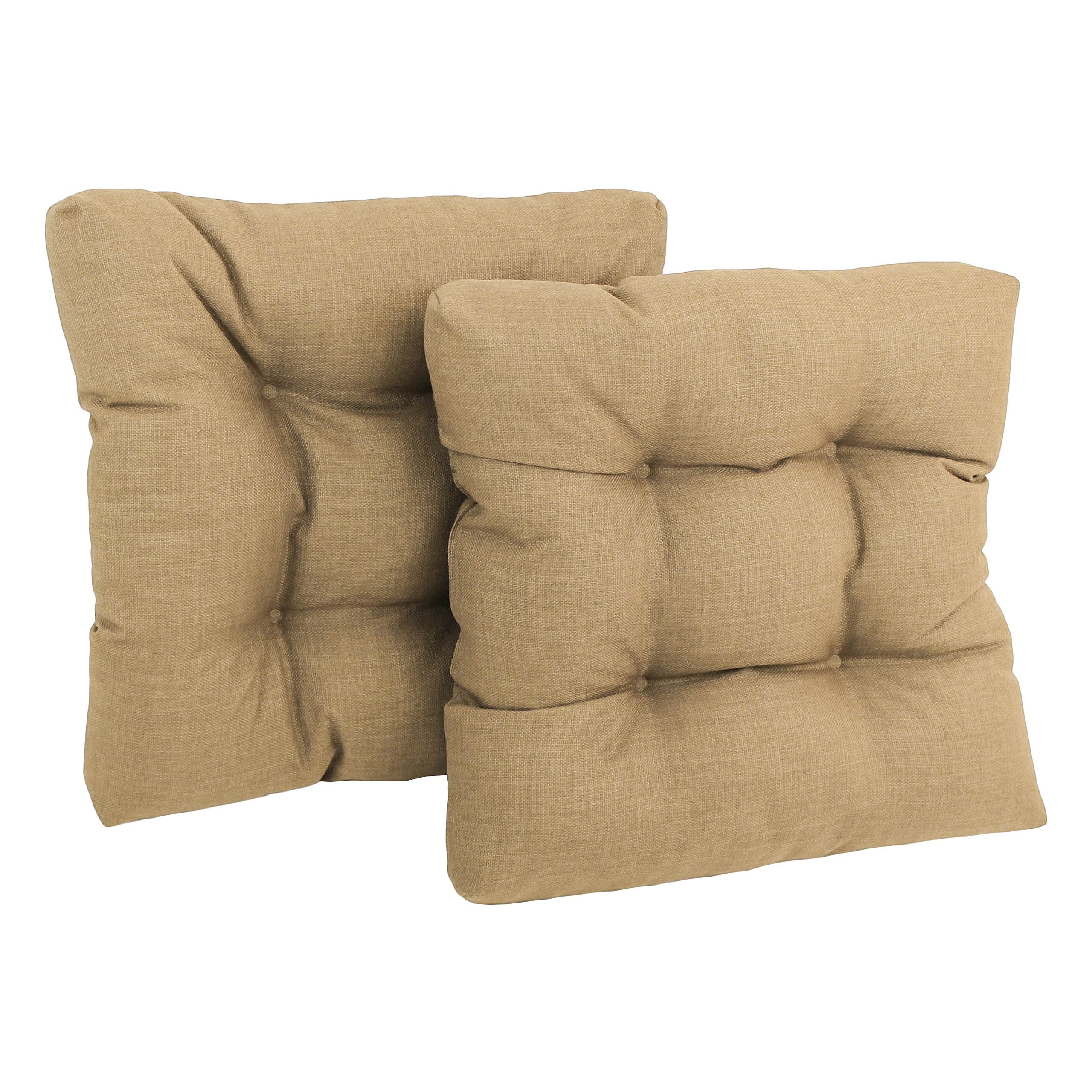 19-inch Squared Spun Polyester Tufted Dining Chair Cushion (Set of Two) - Sandstone