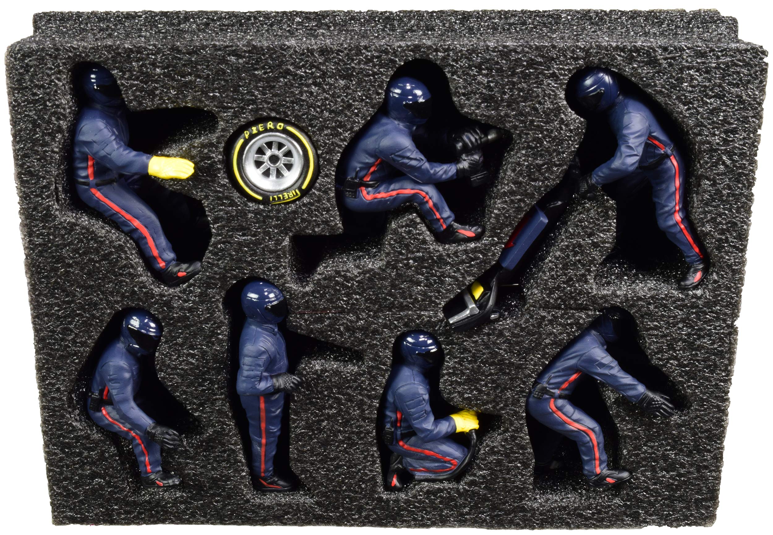 Formula One F1 Pit Crew 7 Figurine Set Team Blue for 1/18 Scale Models by American Diorama