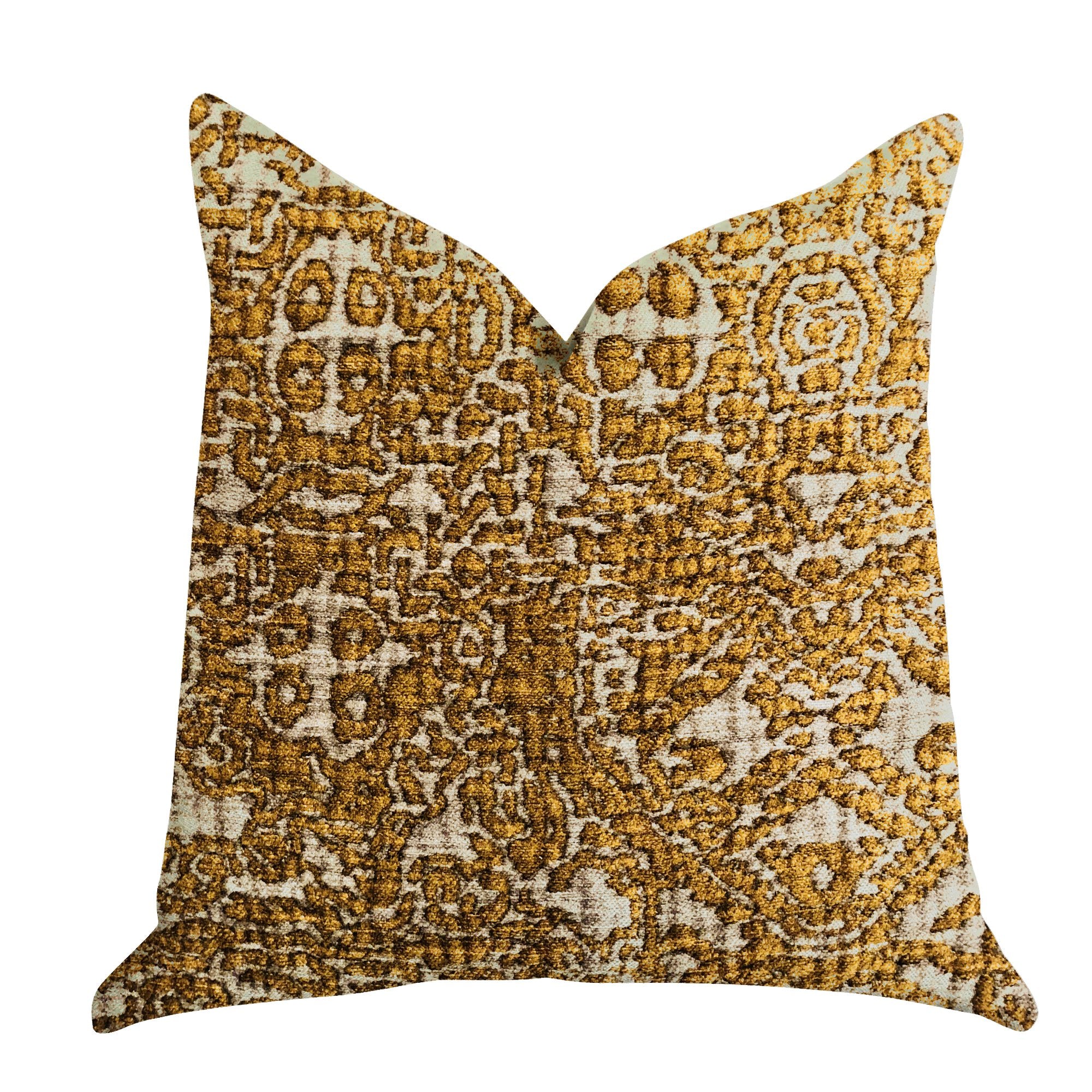 Plutus Golden Cosmo Textured Luxury Throw Pillow - Double sided  20 x 20″