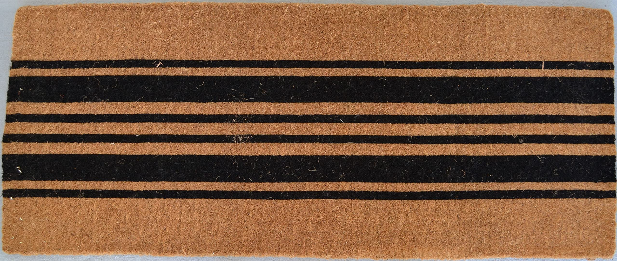 Imports Decor 670TCM-XL Black & Natural Stripes Hand Woven Printed Door Mats