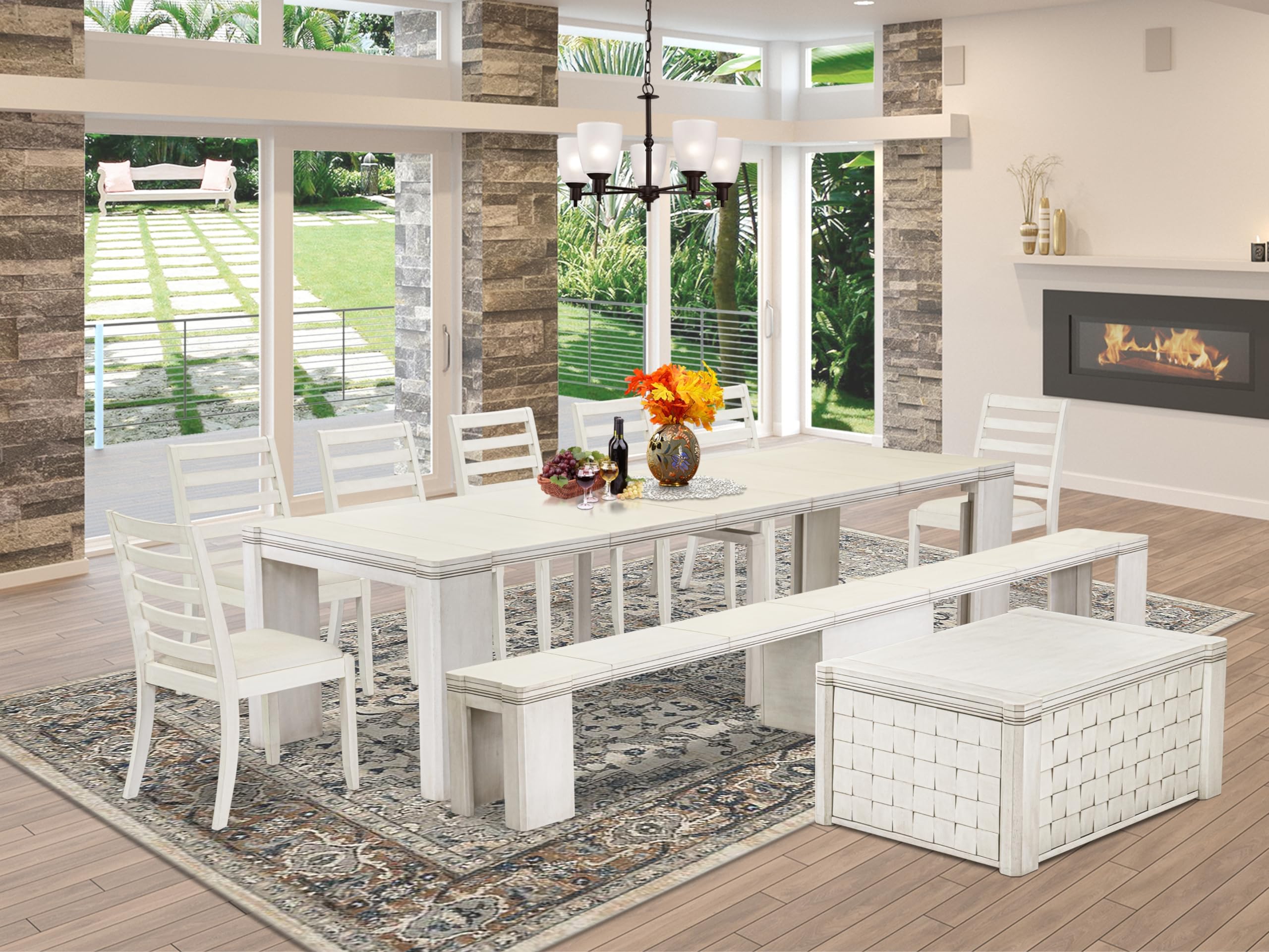 10 Pieces Extendable Dining Set Includes a Rectangle Kitchen Table