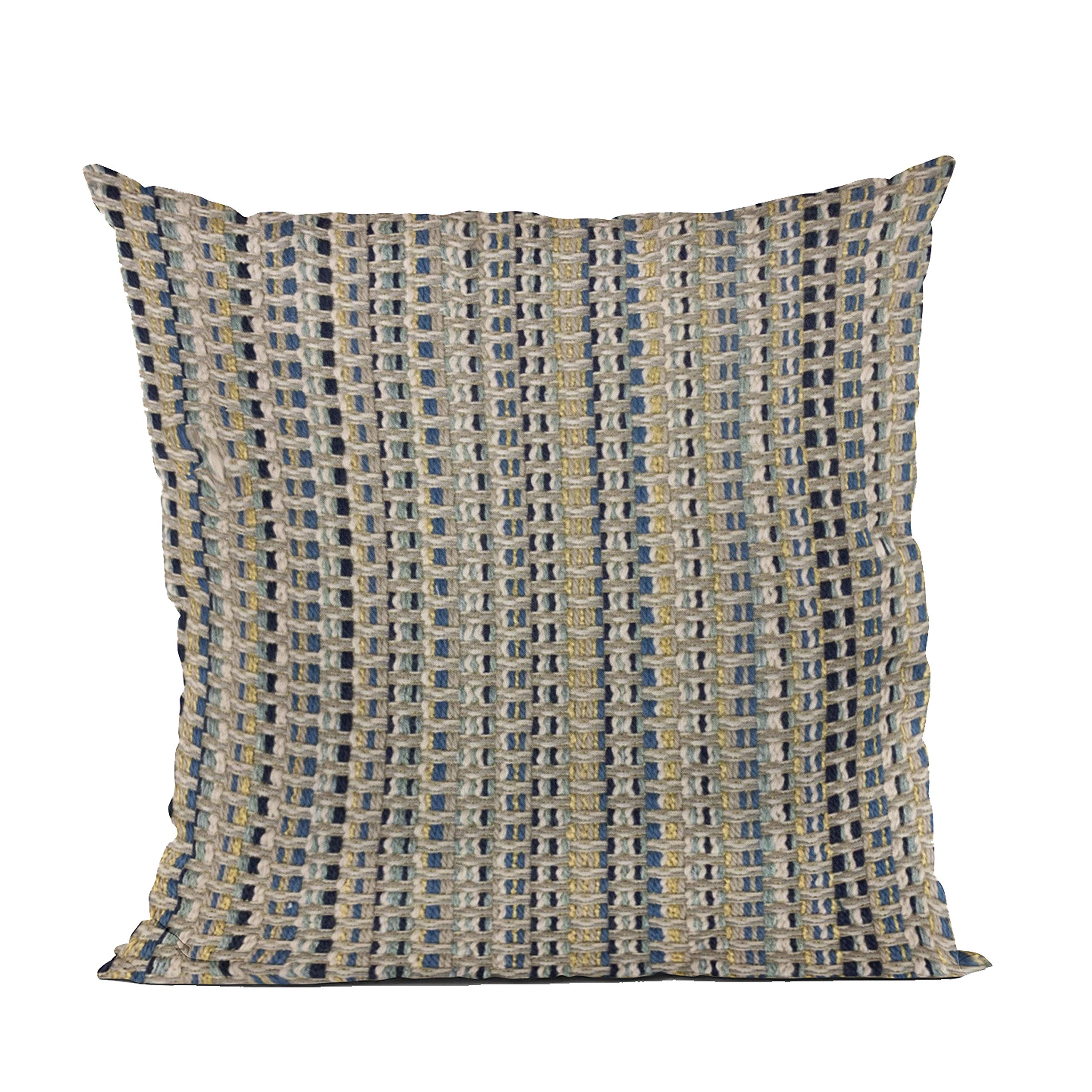 Plutus Brands Blue Plutus Weave Stripe Luxury Throw Pillow 20 in x 30in, Double Sided 20 x 30 Queen