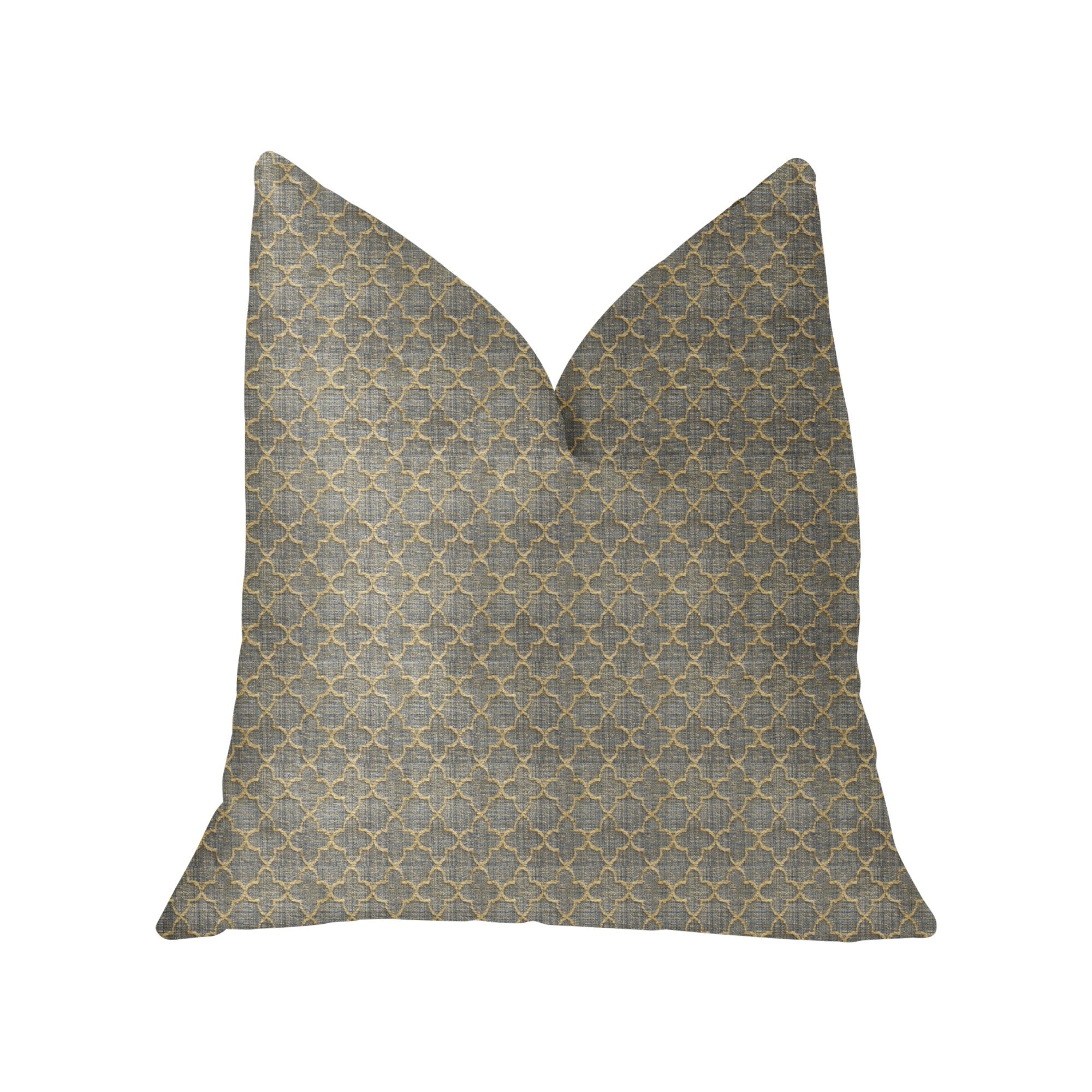Plutus Golden Clove Blue and Beige Luxury Throw Pillow - Double sided  24 x 24″
