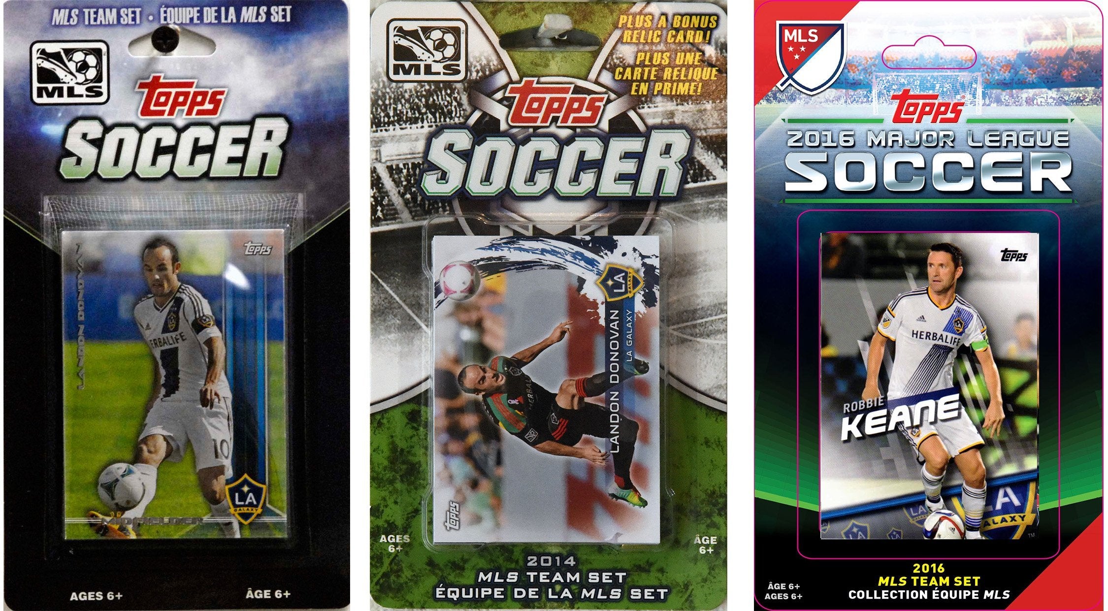 MLS Los Angeles Galaxy 3 Different Licensed Trading Card Team Sets