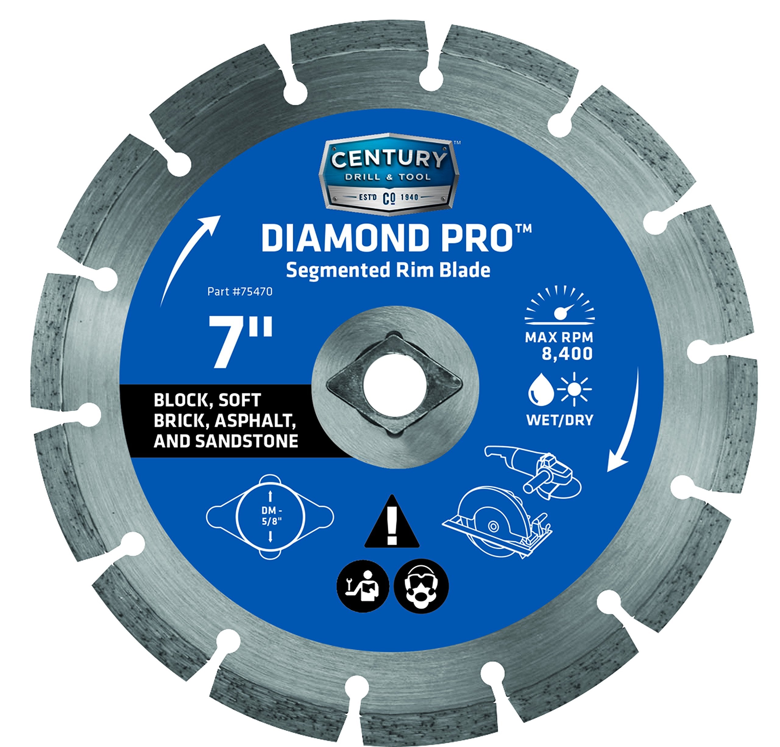 Century Drill & Tool 75470 Professional Segmented Rim Diamond Pro Saw Blade 7