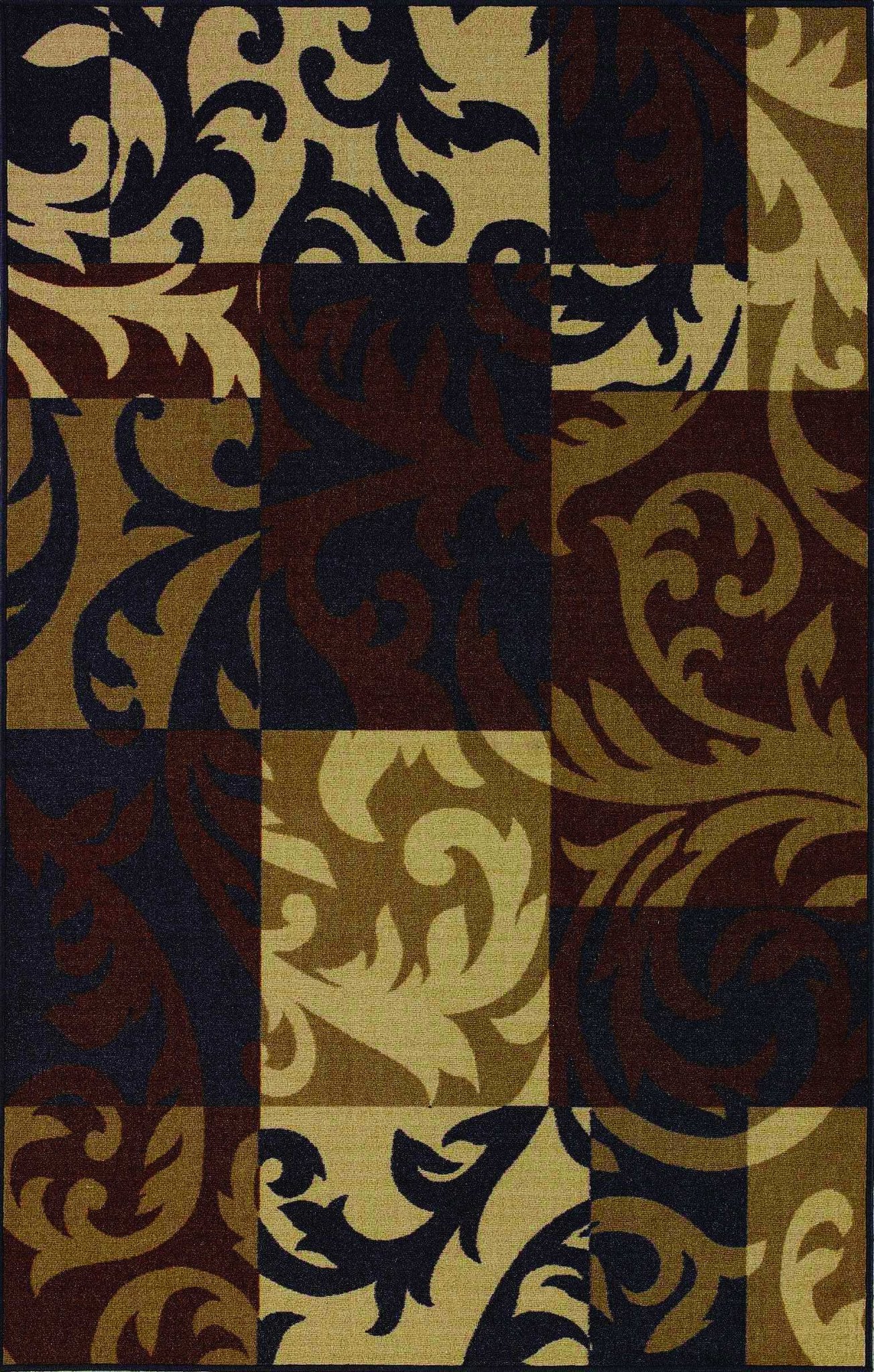 Dalyn Essence Area Rug ES11 Black Blocks Floral 22 x 60″ Runner