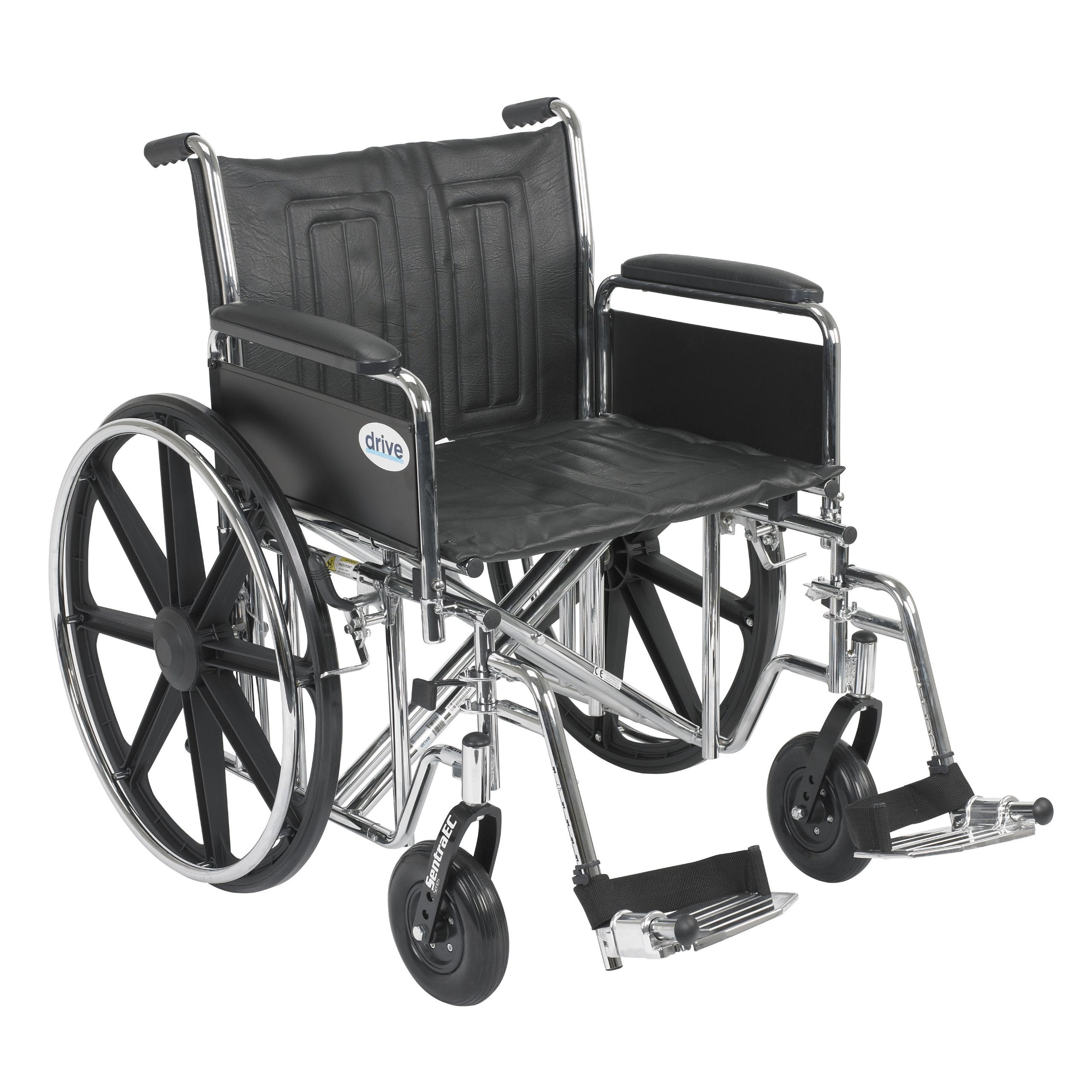 Sentra EC Heavy Duty Wheelchair, Detachable Full Arms, Swing away Footrests, 22 Seat"