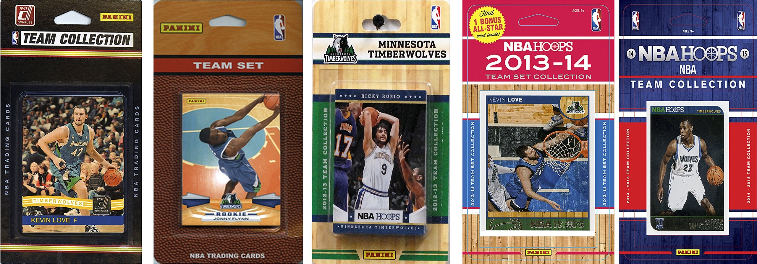 NBA Minnesota Timberwolves 5 Different Licensed Trading Card Team Sets