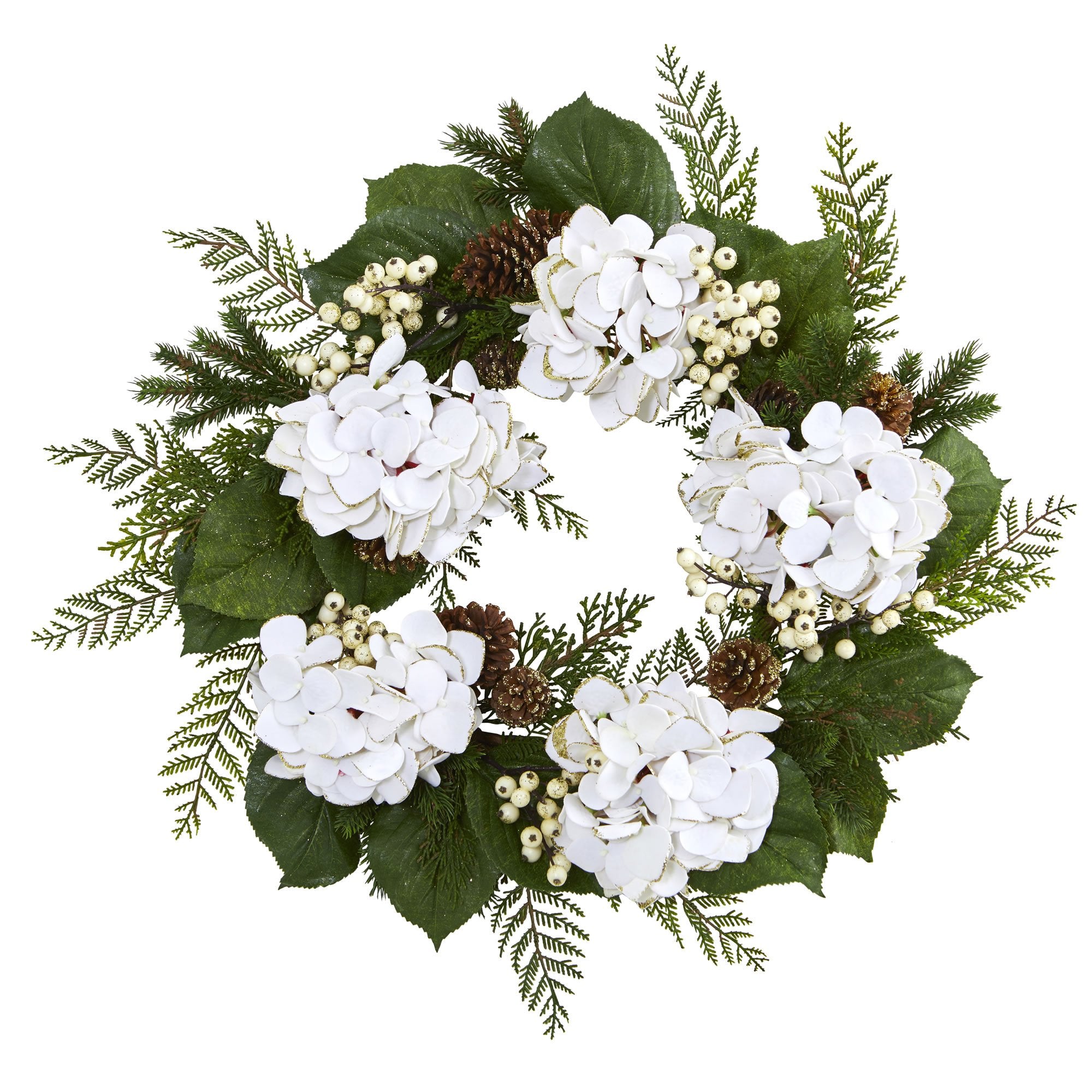 24 Gold Trimmed Hydrangea and Berry Wreath