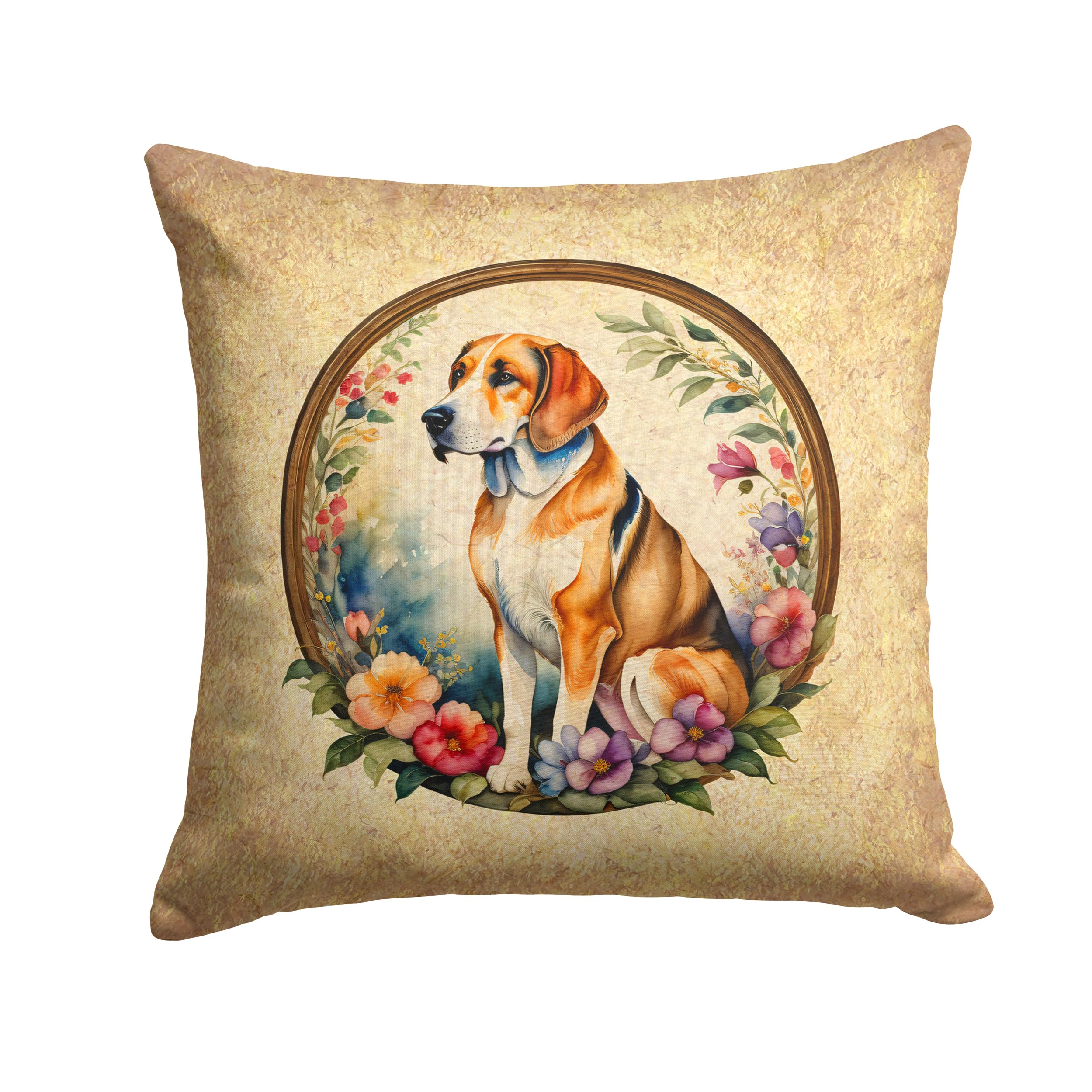 American Foxhound And Flowers Throw Pillow