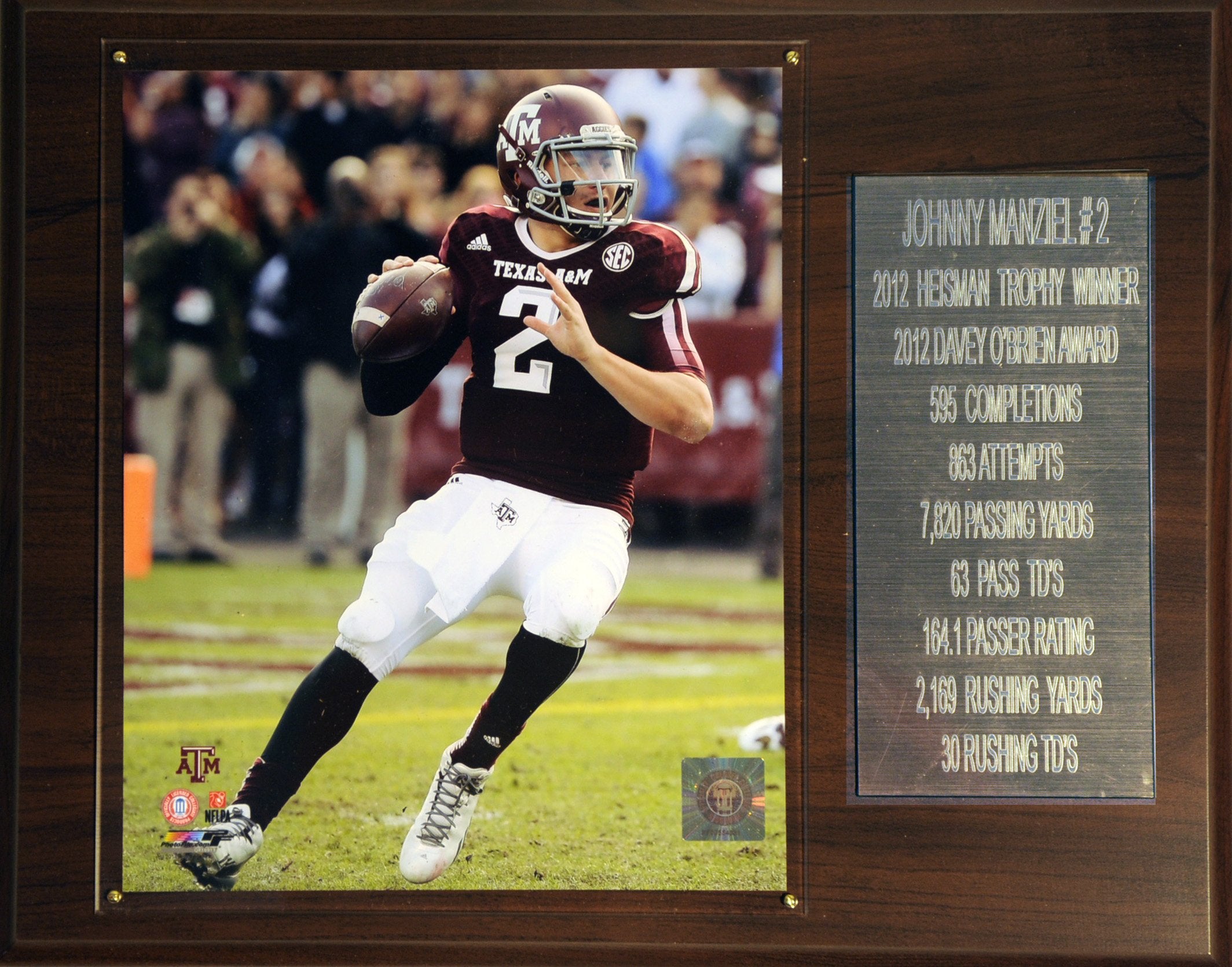 NCAA Football 12x15″ Johnny Manziel Texas A&M Aggies Career Stat Plaque