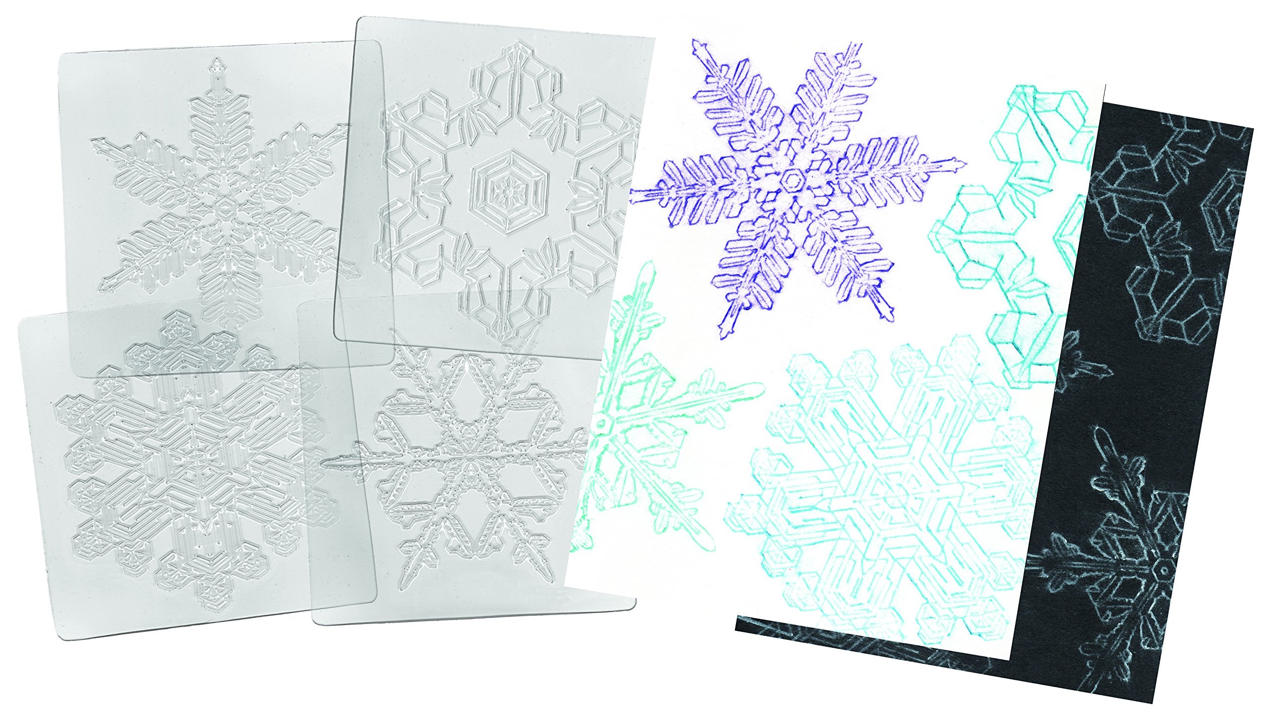 Roylco Snowflakes Rubbing Plates, 7 x 7 Inches, Set of 6