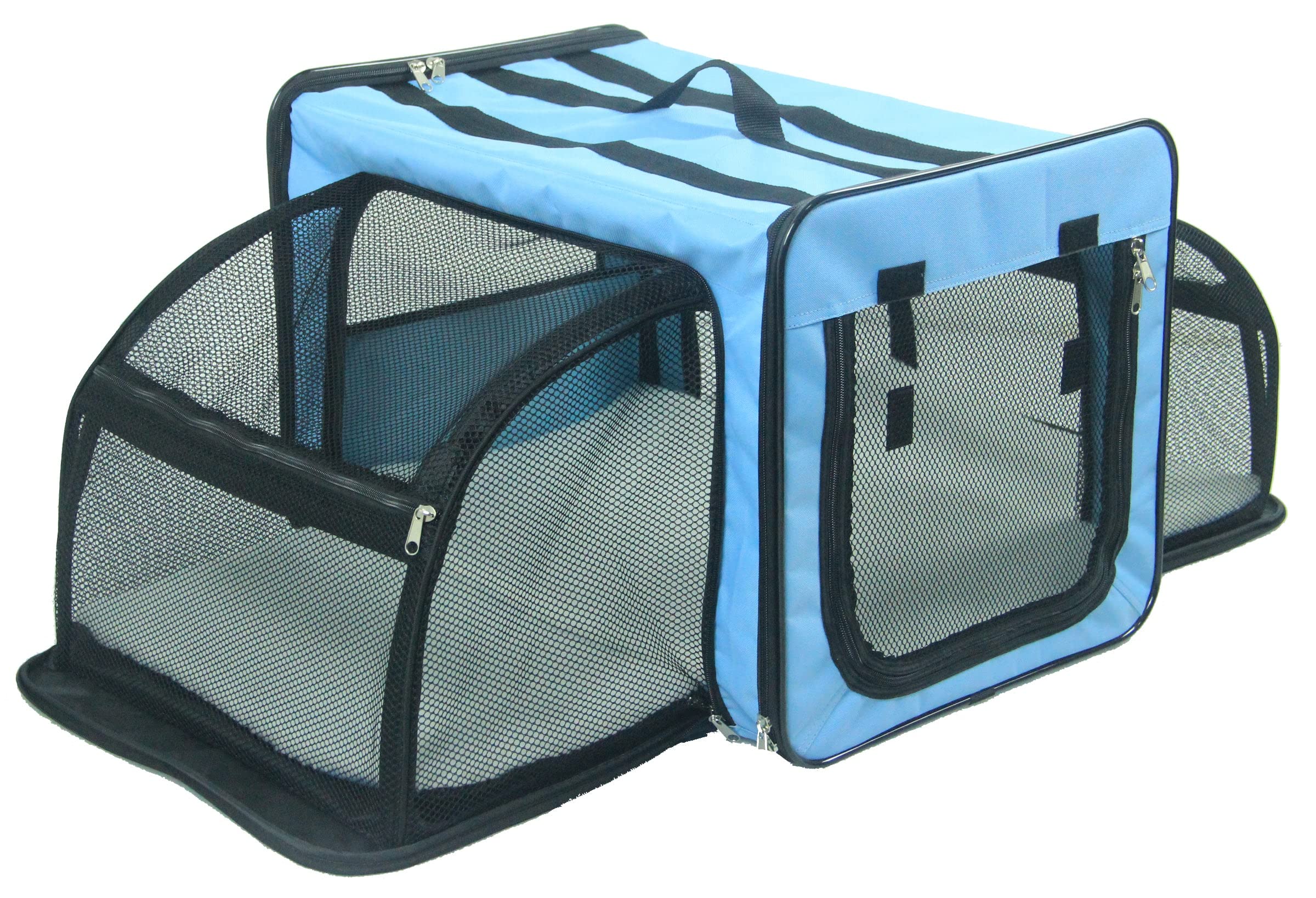 Pet Life Capacious Dual-Expandable Wire Folding Lightweight Collapsible Travel Pet Dog Crate - Large - Pink