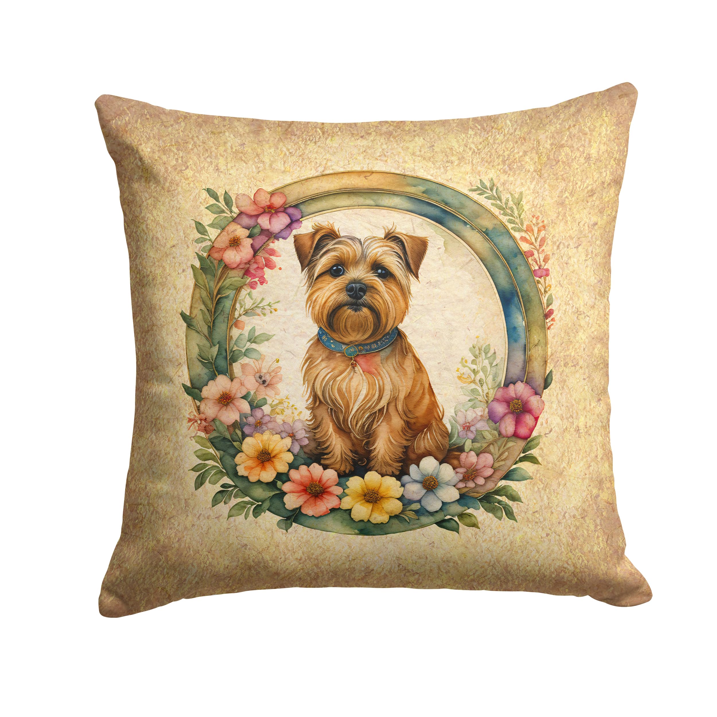 Norfolk Terrier And Flowers Throw Pillow