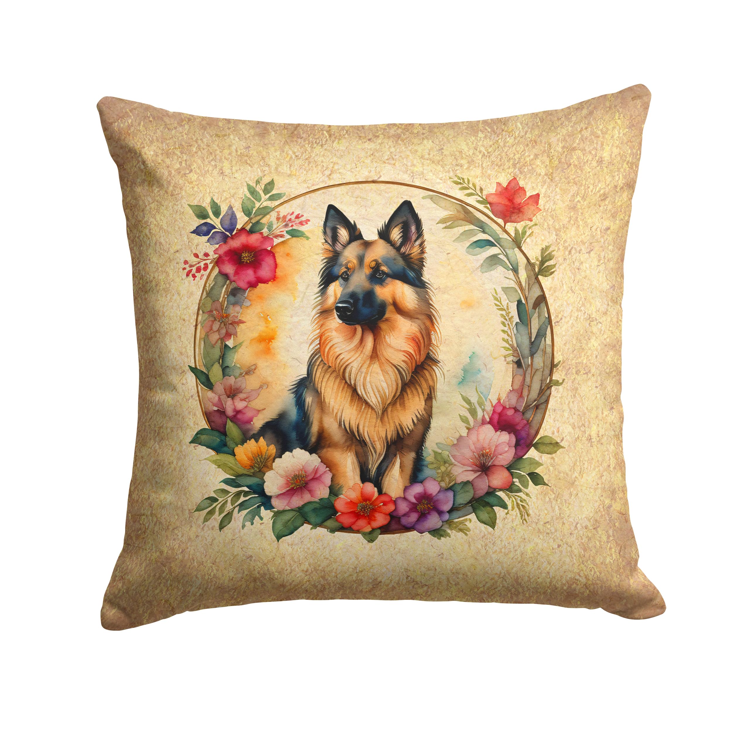 Belgian Tervuren And Flowers Throw Pillow