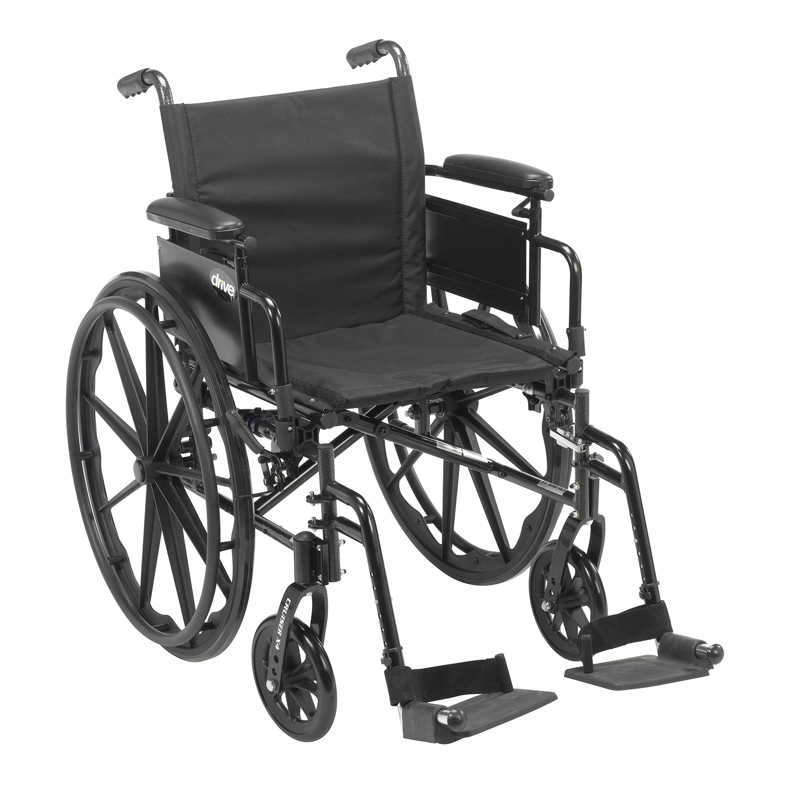 Cruiser X4 Lightweight Dual Axle Wheelchair with Adjustable Detachable Arms, Desk Arms, Swing Away Footrests, 20 Seat"