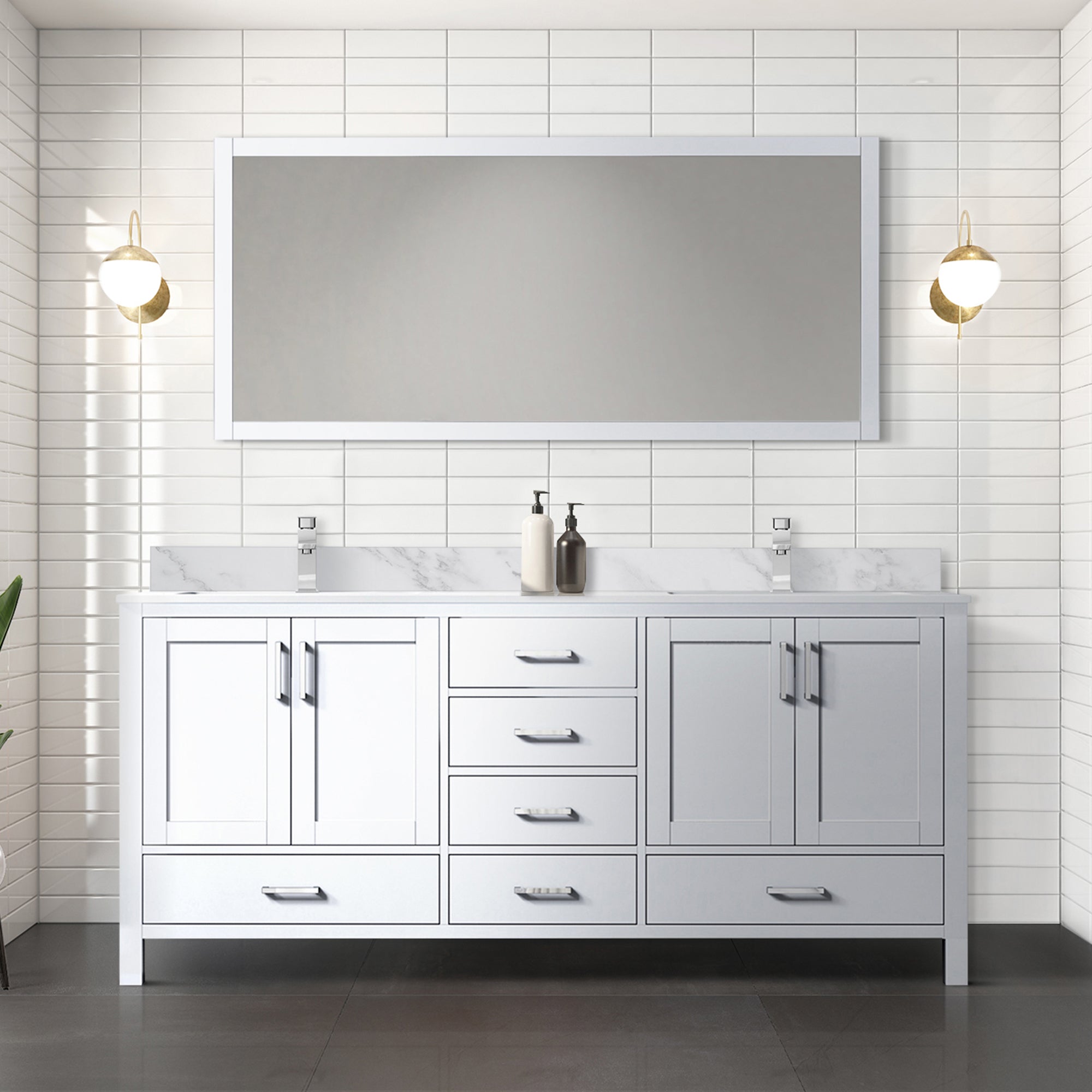 White Double Bath Vanity 72 in. W x 22 in. D