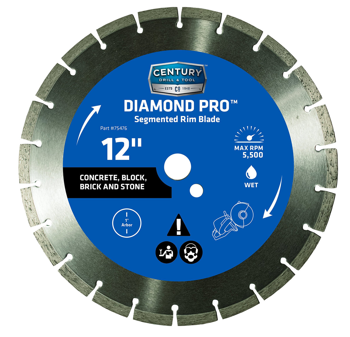 Century Drill & Tool 75476 Professional Segmented Rim Diamond Pro Saw Blade 12