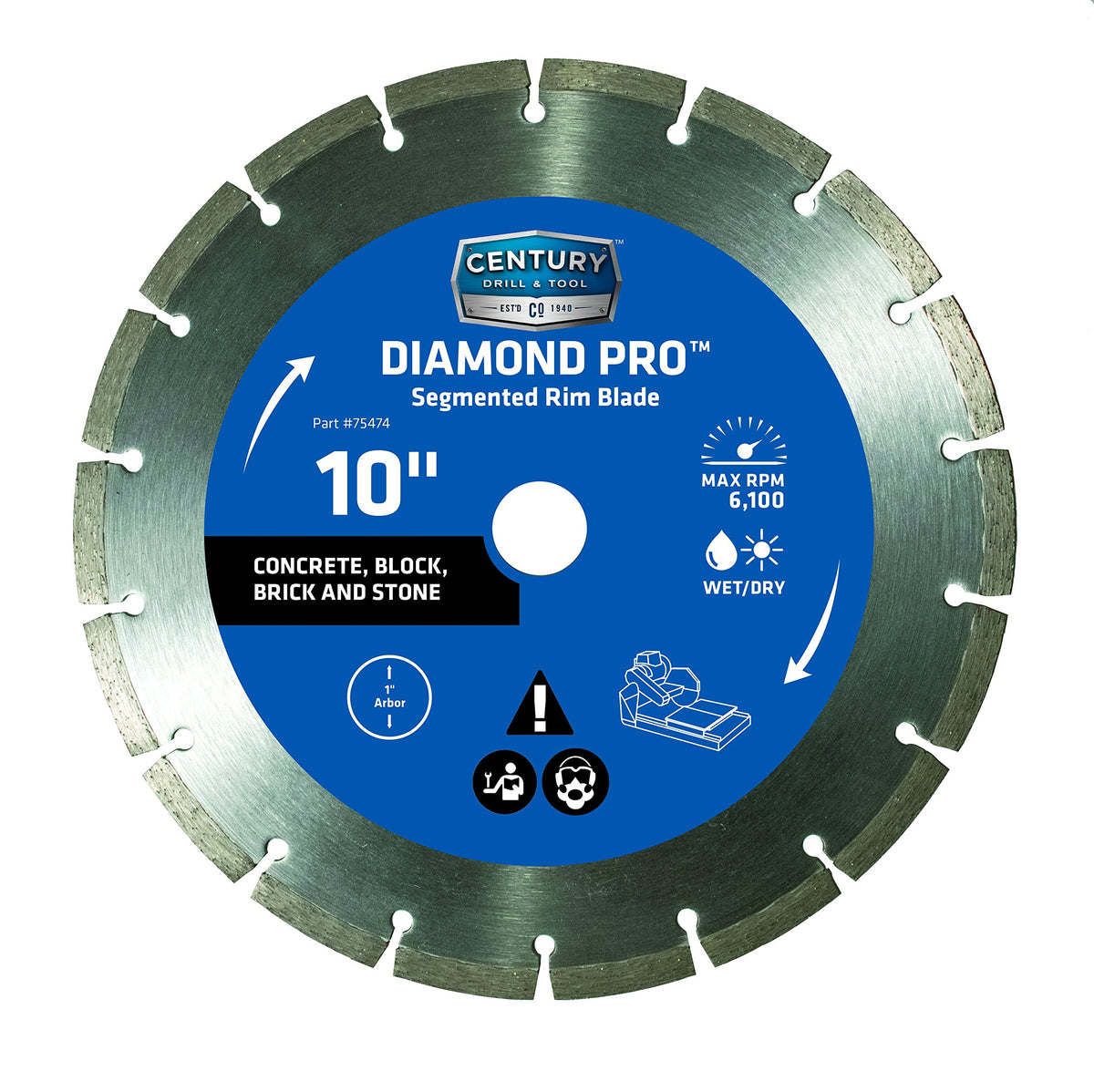 Century Drill & Tool 75474 Professional Segmented Rim Diamond Pro Saw Blade 10