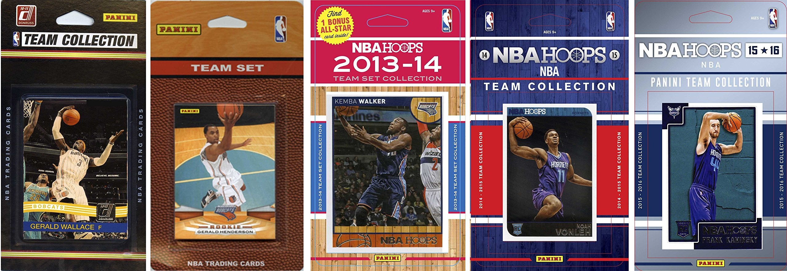 NBA Charlotte Hornets 5 Different Licensed Trading Card Team Sets