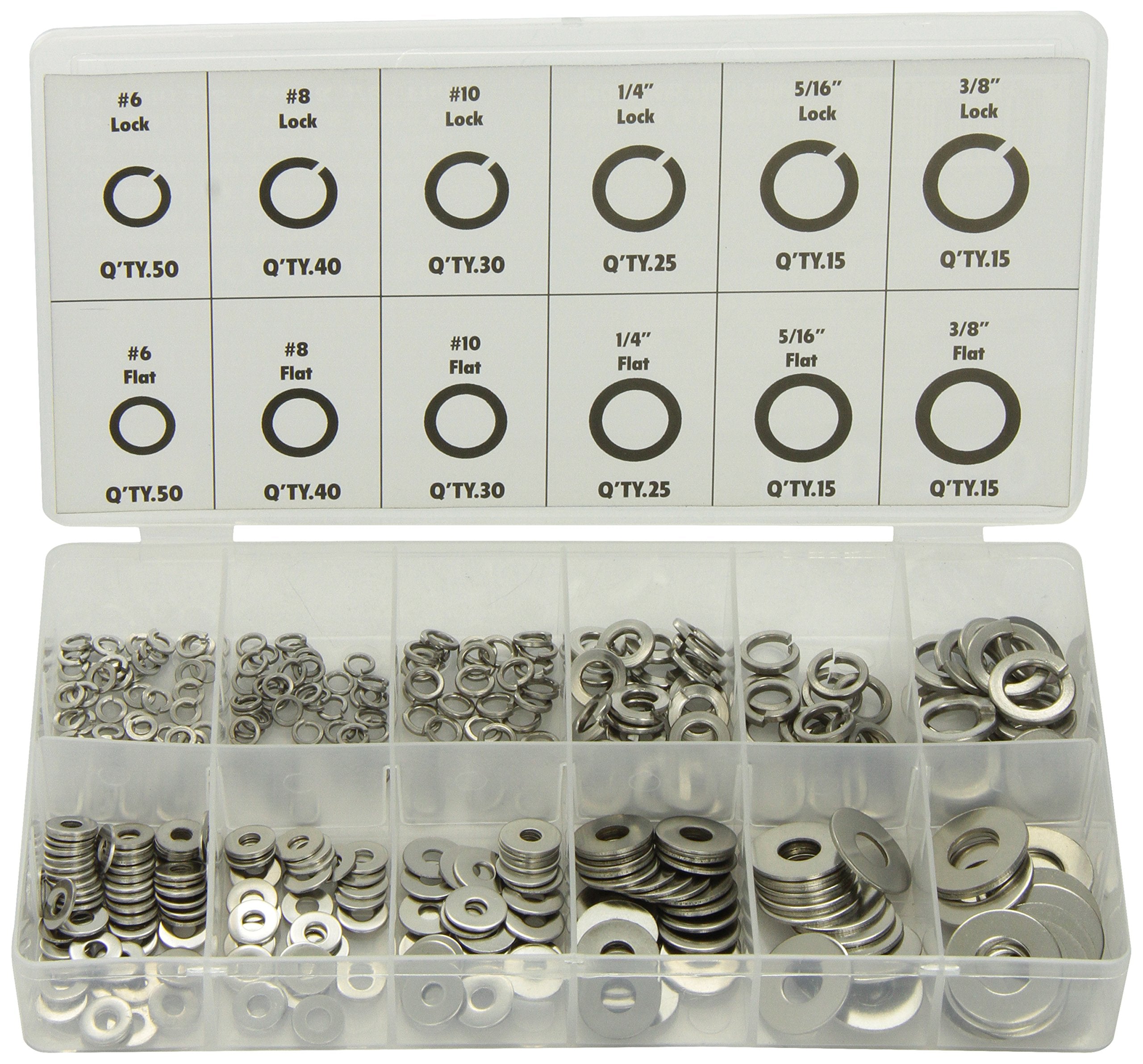 350PC SS LK/FLT WASHER ASST
