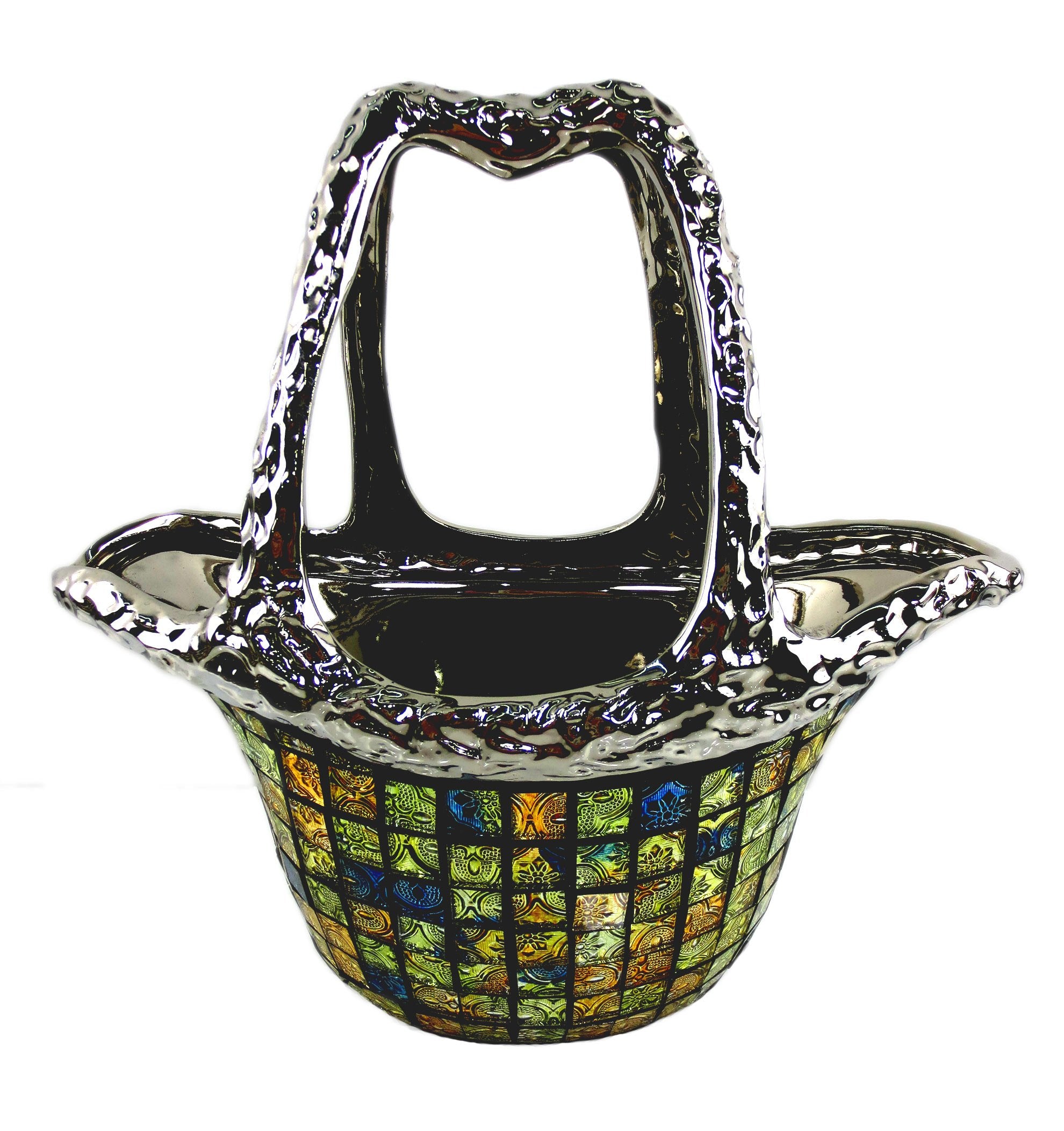 Decorative Ceramic & Glass Flower Vase Purse Bag 12.5 x 6.5” x 12”(H)