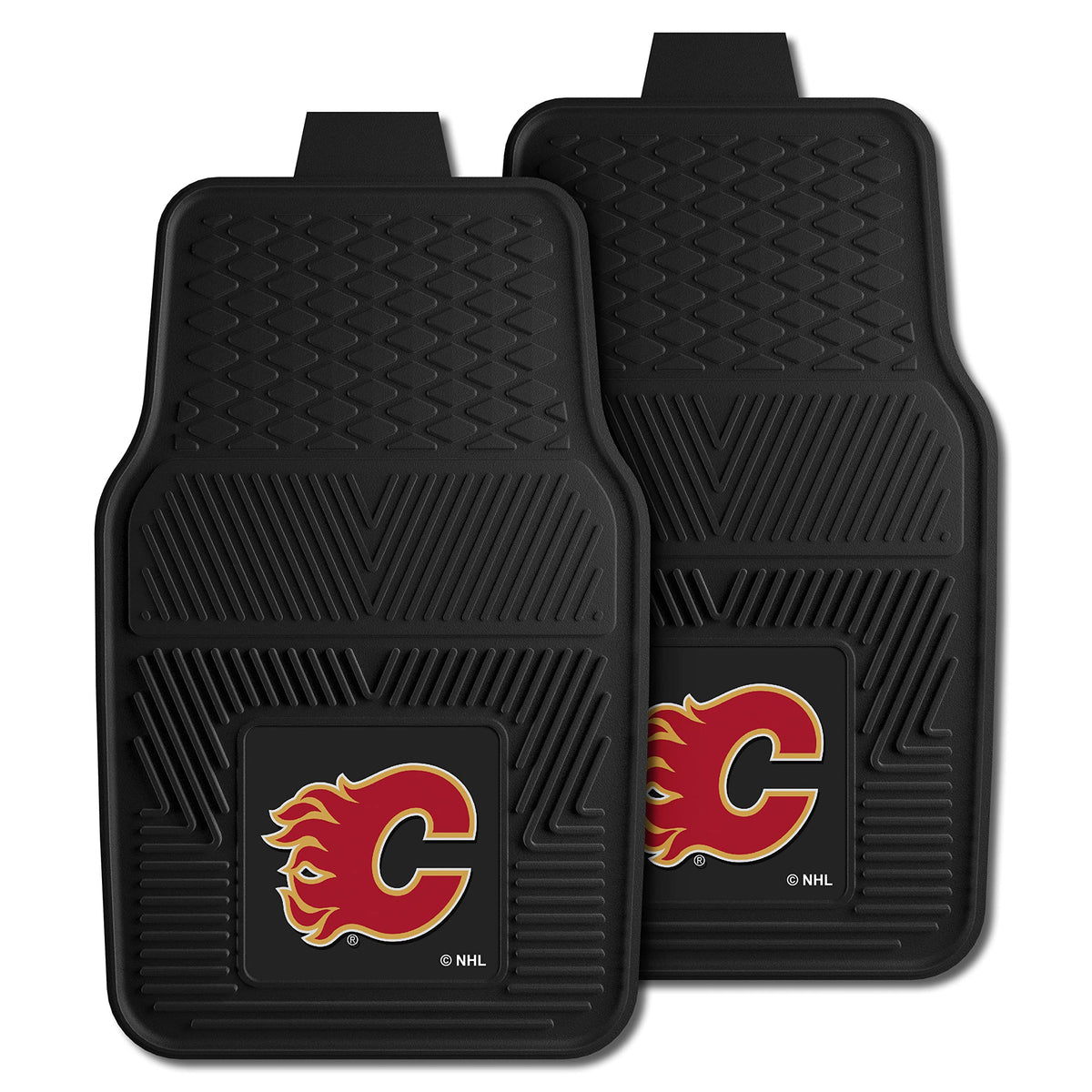 Fanmats 10607 Calgary Flames 2-Piece Heavy Duty Vinyl Car Mat Set, Front Row Floor Mats, All Weather Protection, Universal Fit,