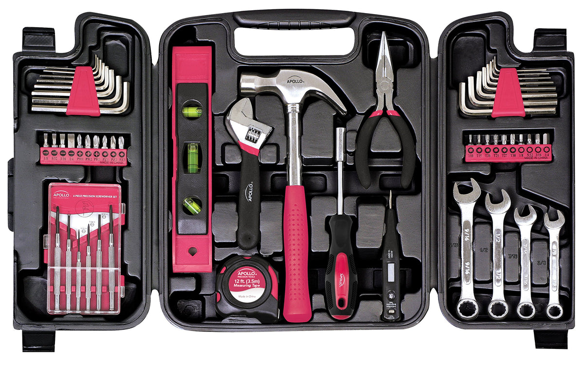 Apollo Tools Dt9408P 53 Piece Household Tool Set With Wrenches, Precision Screwdriver Set And Most Reached For Hand Tools In Sto