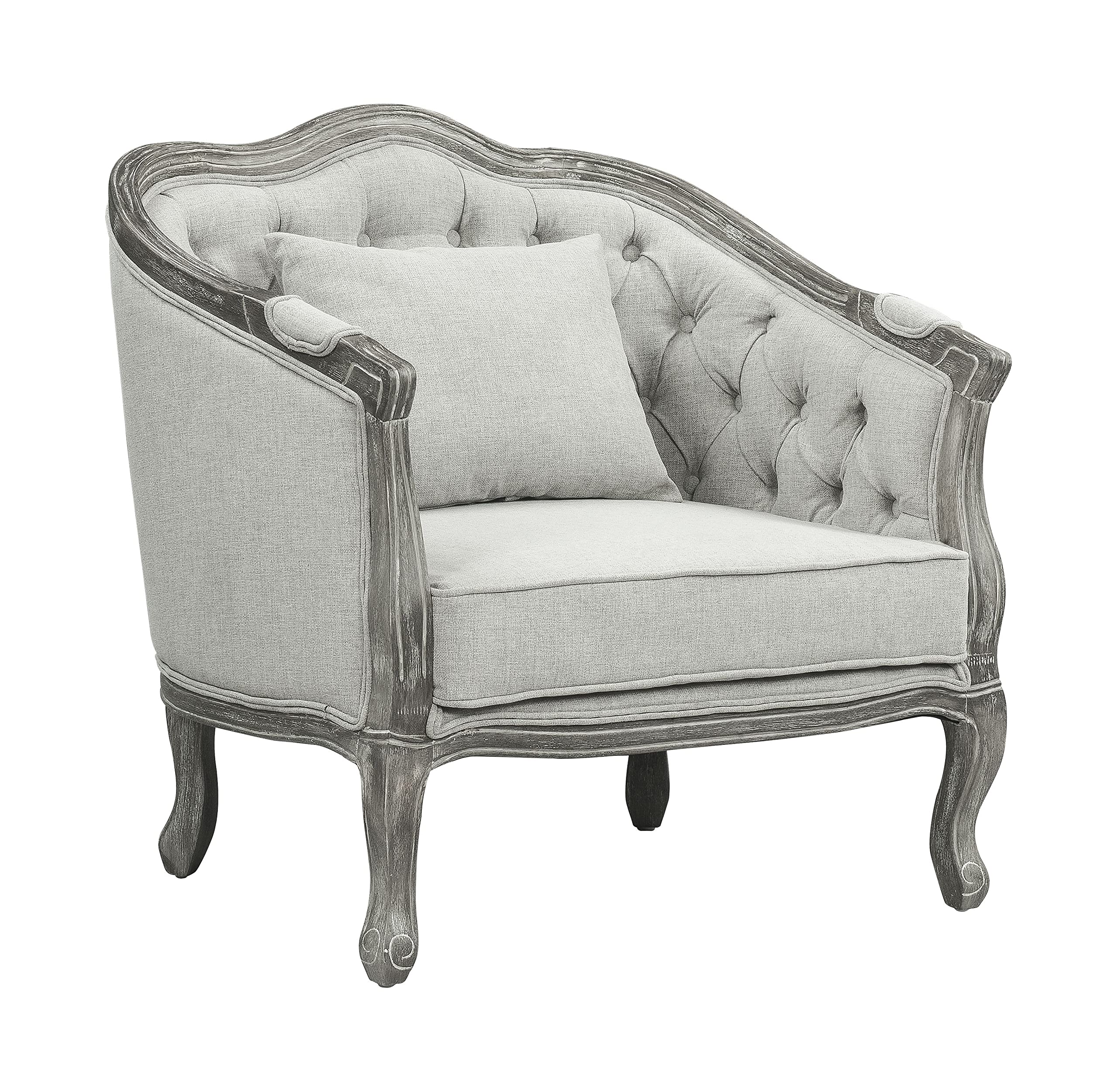 LV01163 Chair w/Pillow, Gray Linen & Gray Oak Finish - Samael ( 1Pc/1Ctn )