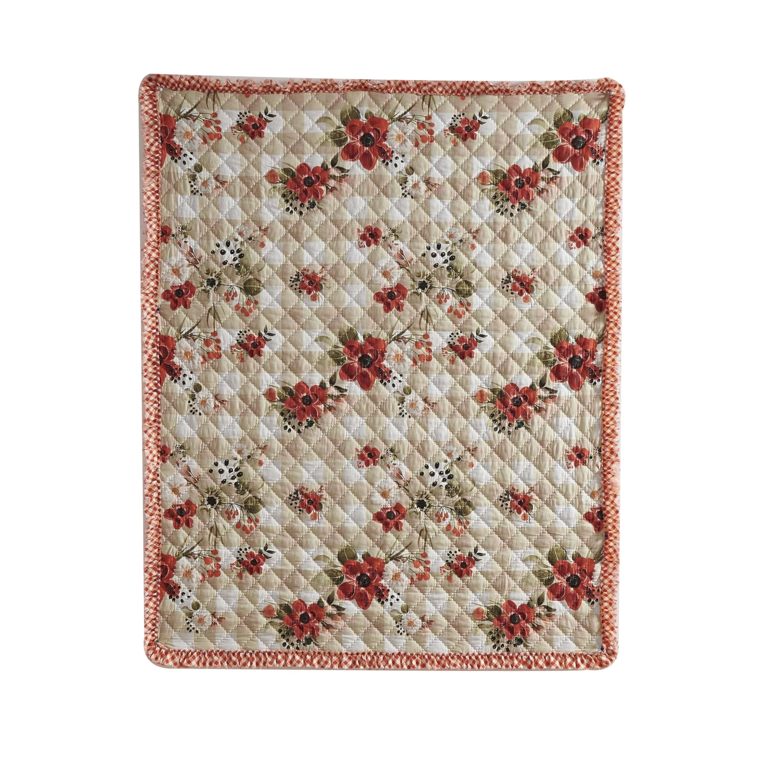 Lire 50 x 60 Inch Quilted Throw Blanket with Fill, Windflower Print, Red