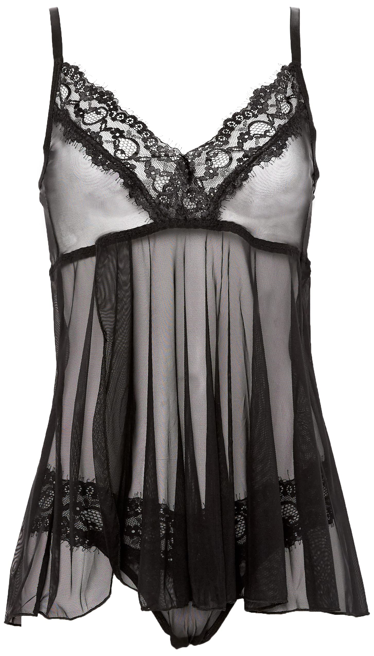 Coquette Sheer Nylon/Lace Babydoll and Thong