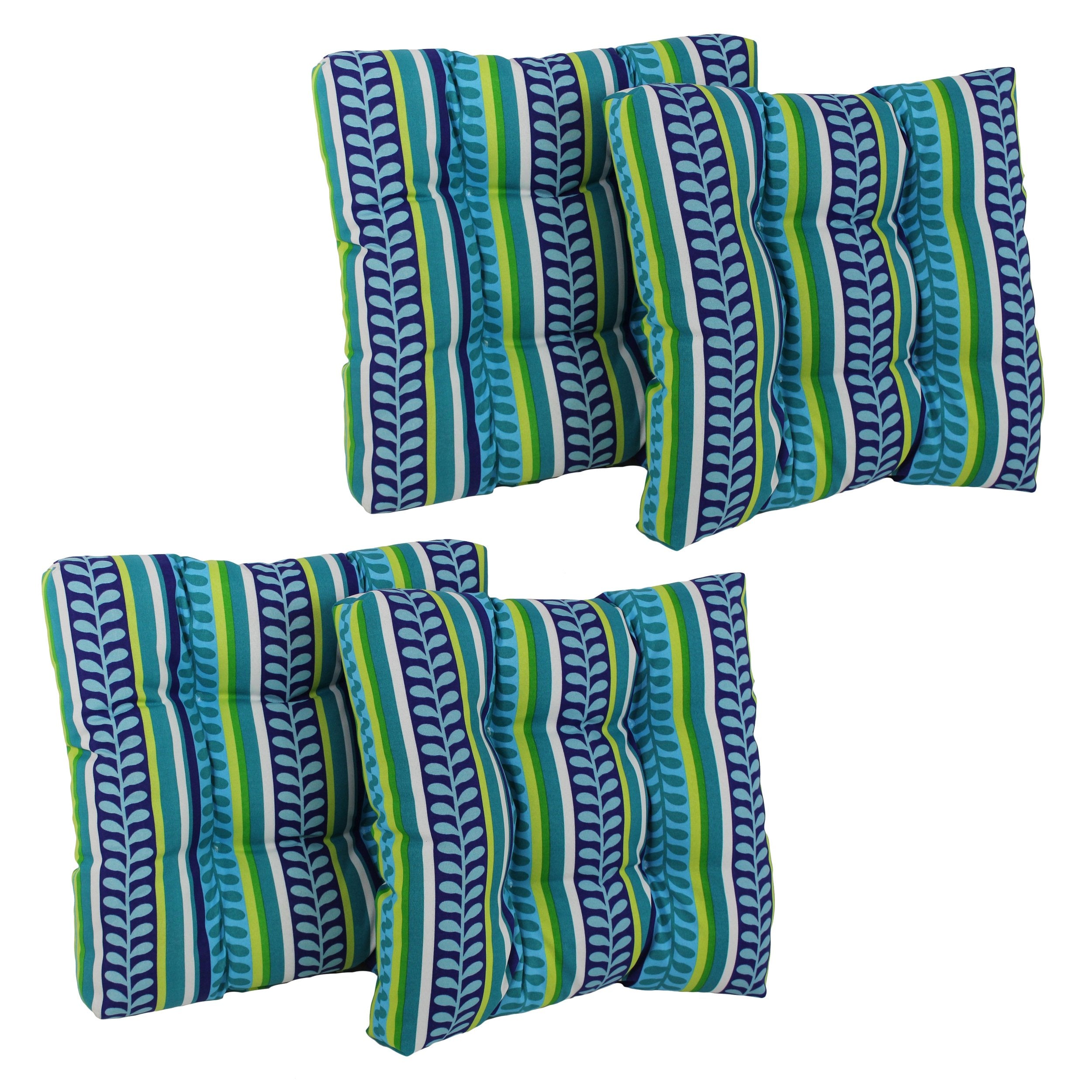 19-inch Squared Spun Polyester Tufted Dining Chair Cushion (Set of Four) - Pike Azure