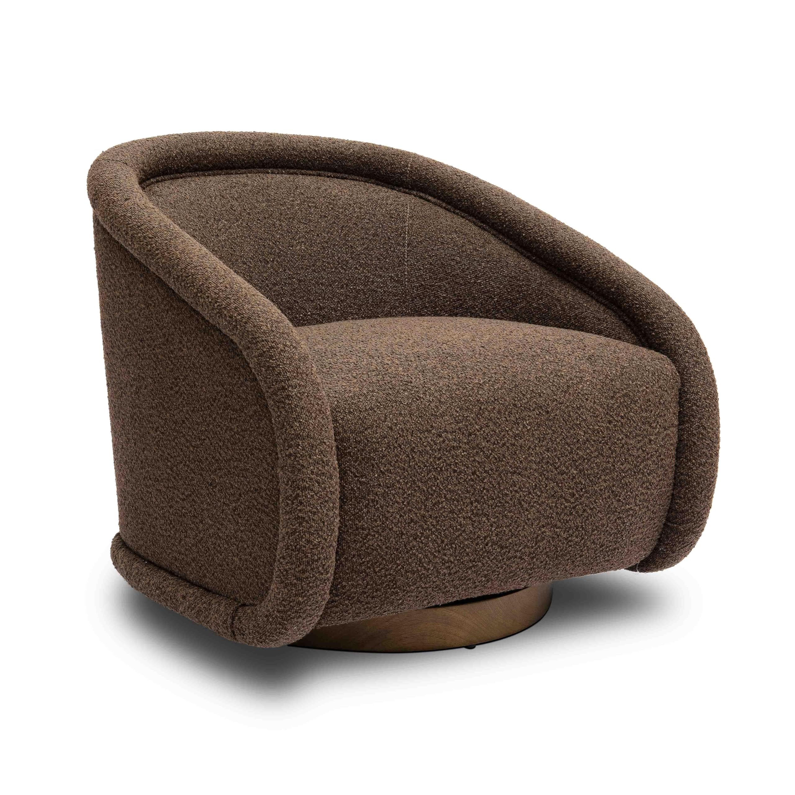 Rory Chocolate Brown Boucle Swivel Chair