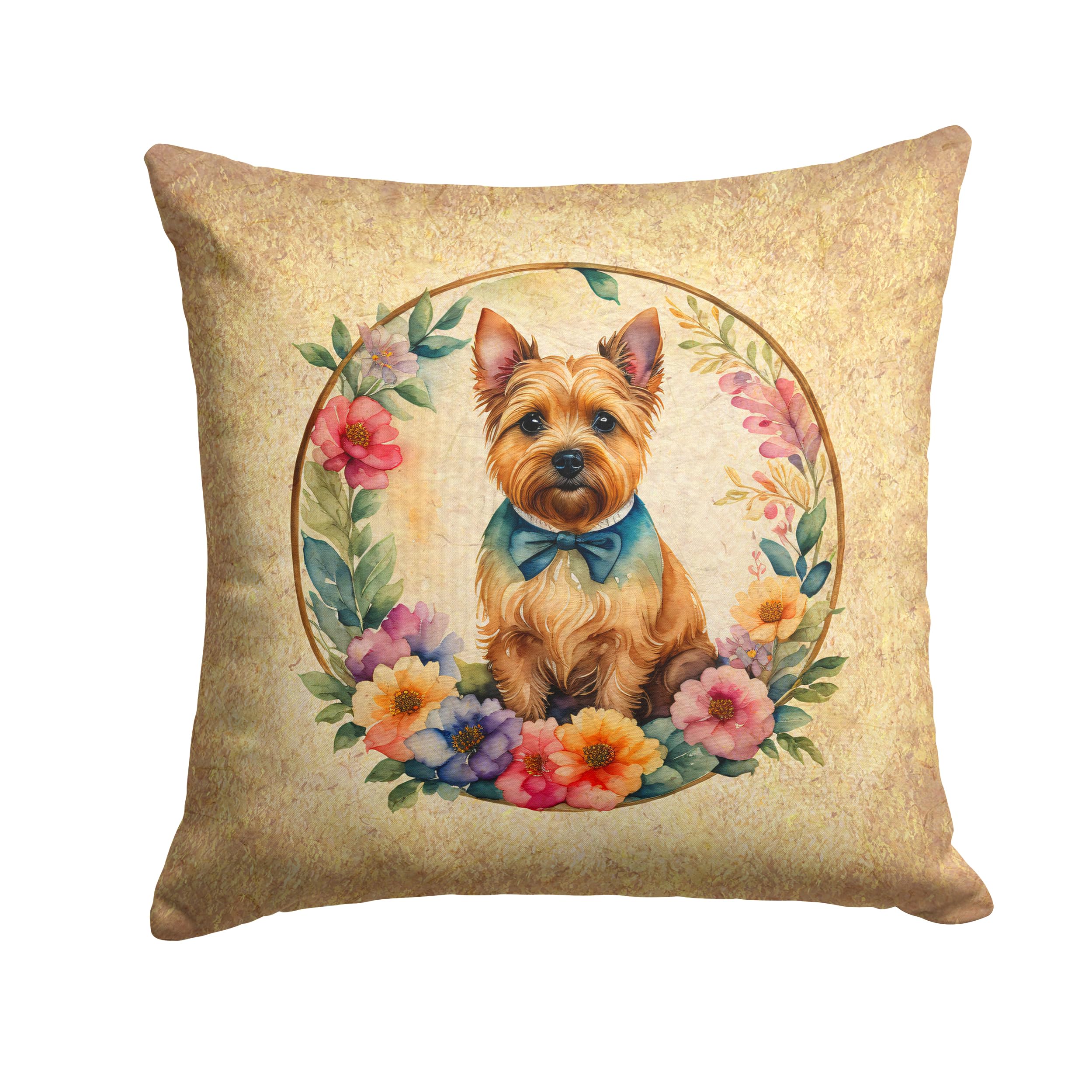 Norwich Terrier And Flowers Throw Pillow